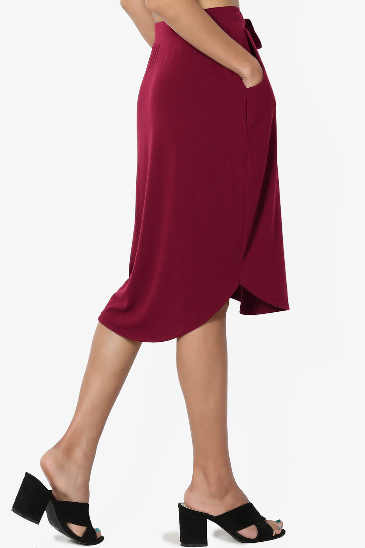 Eclipse Drawstring Midi Skirt BURGUNDY_4