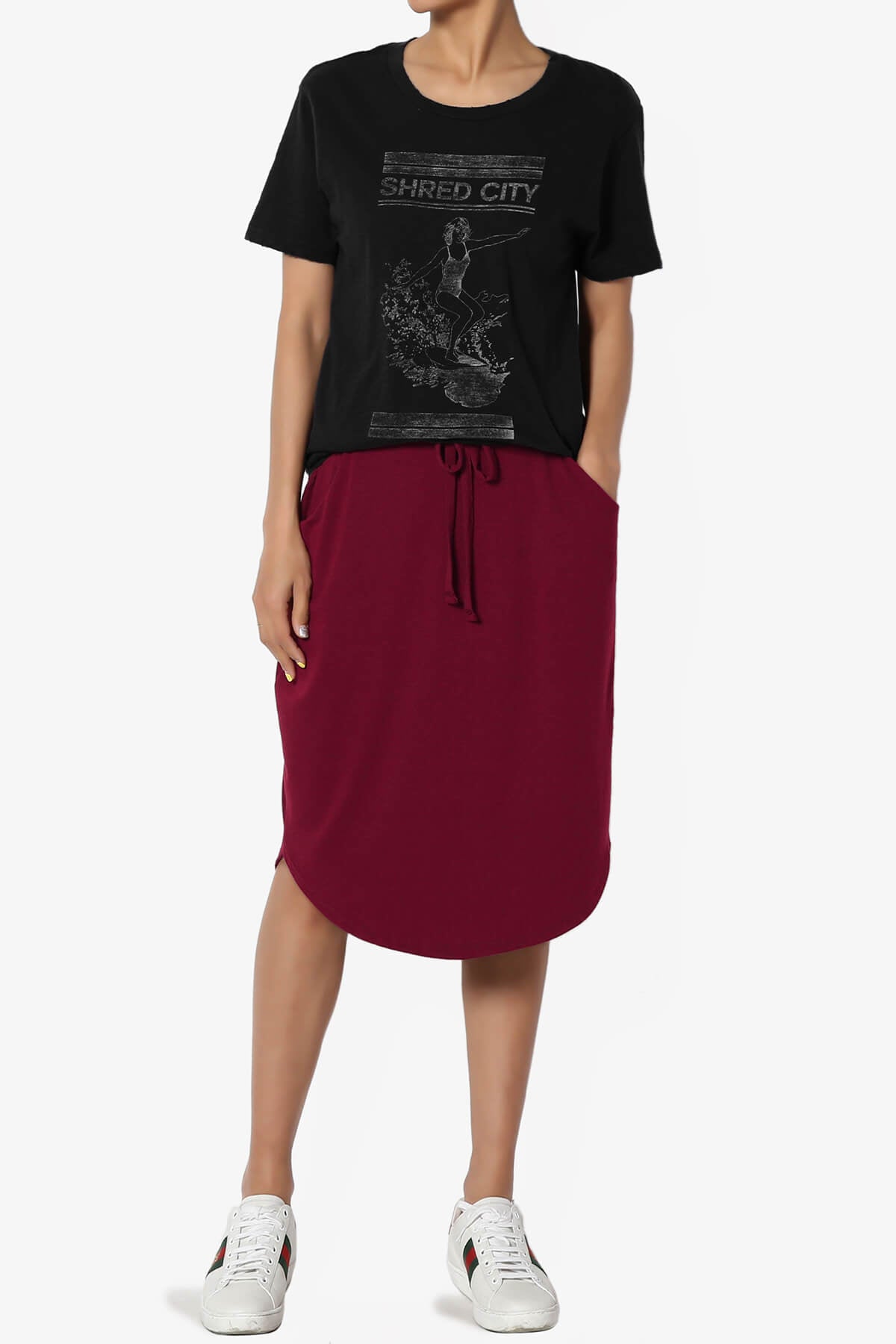 Eclipse Drawstring Midi Skirt BURGUNDY_6