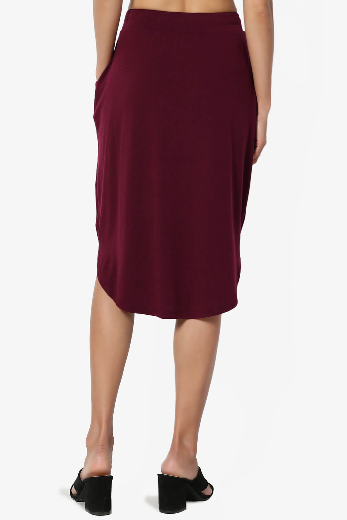 Eclipse Drawstring Midi Skirt DARK BURGUNDY_2