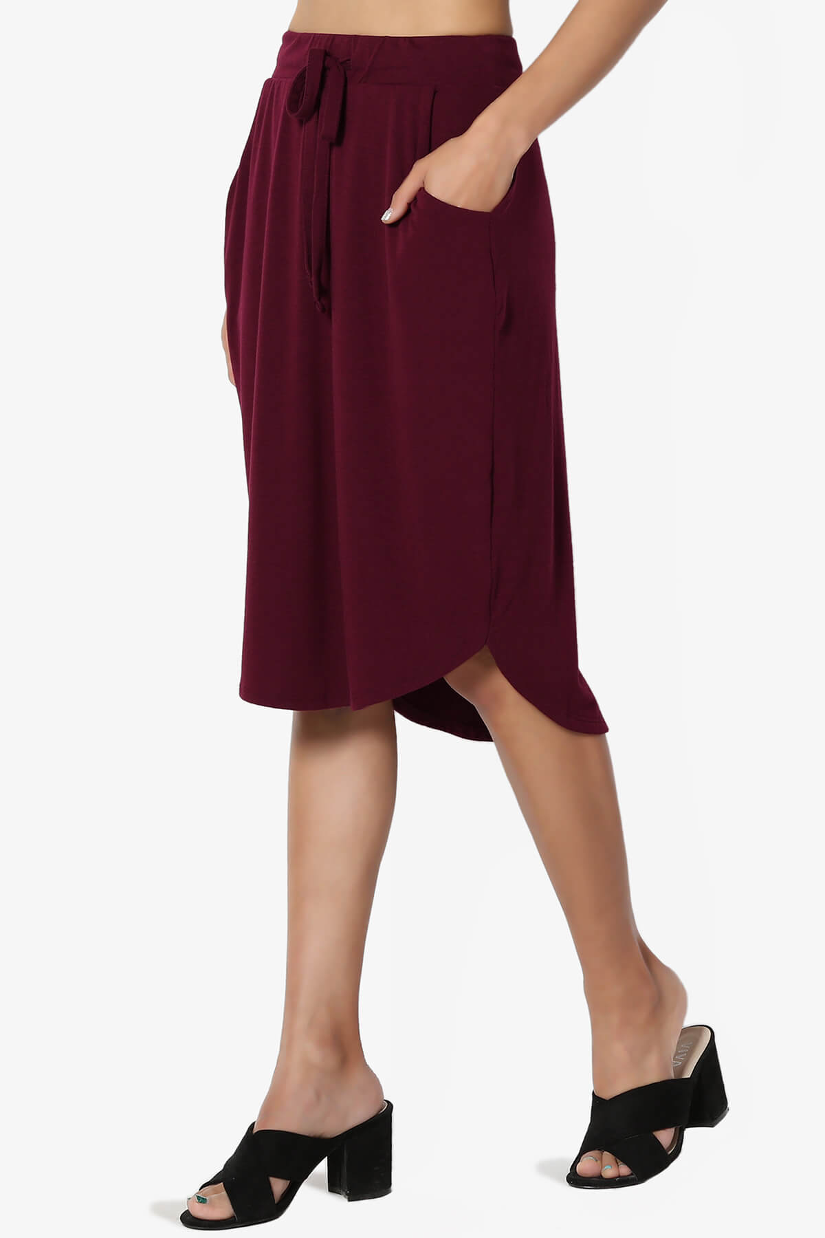 Eclipse Drawstring Midi Skirt DARK BURGUNDY_3