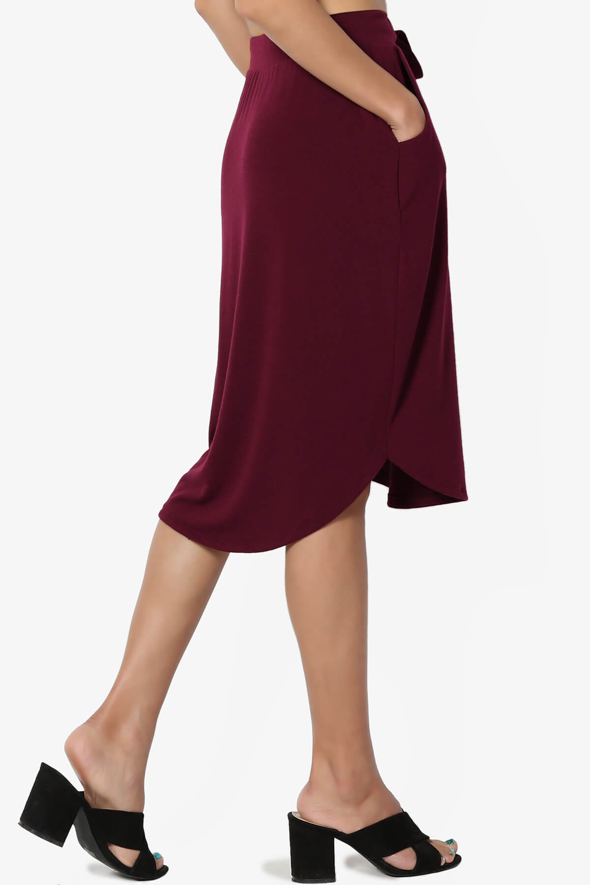 Eclipse Drawstring Midi Skirt DARK BURGUNDY_4