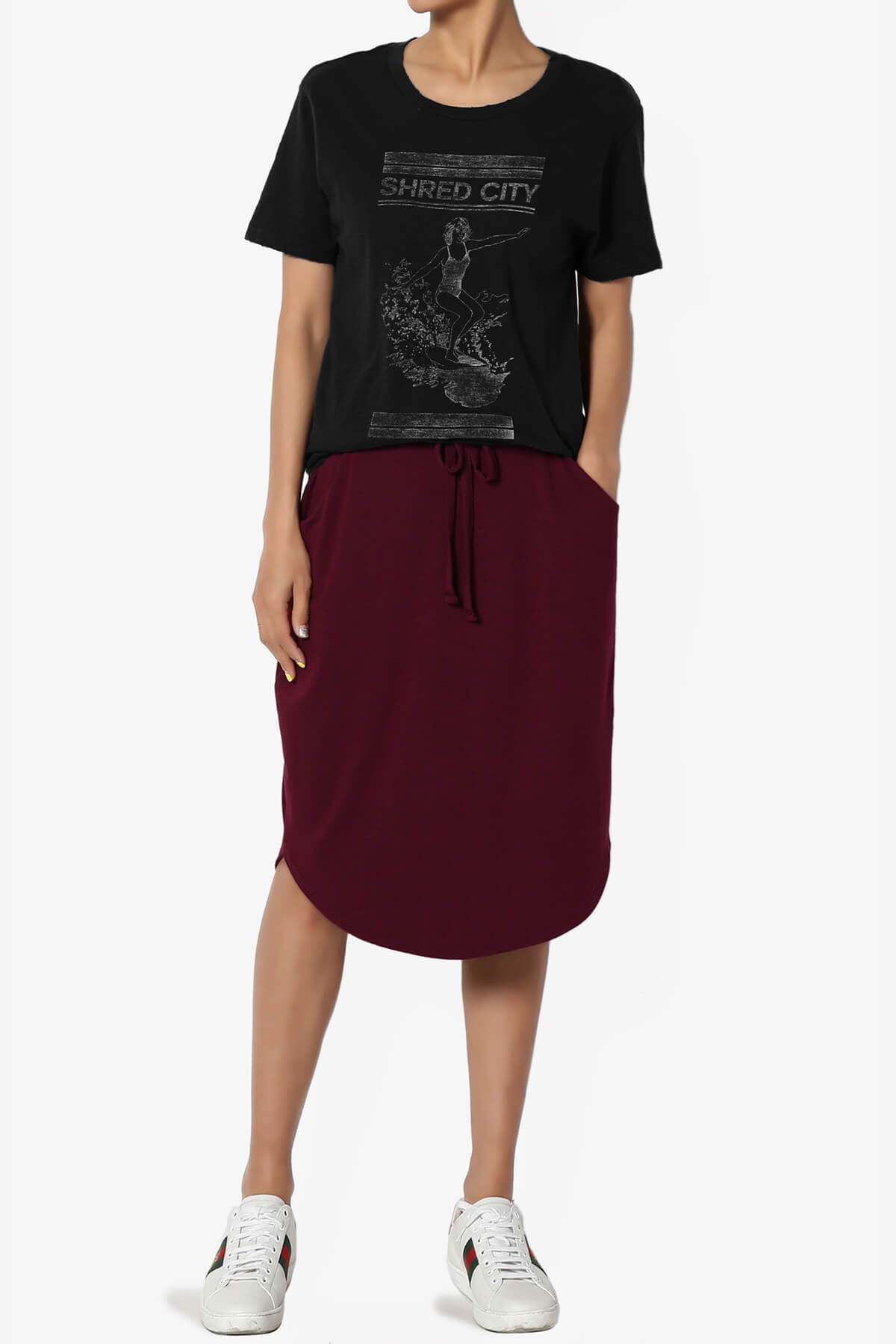Eclipse Drawstring Midi Skirt DARK BURGUNDY_6