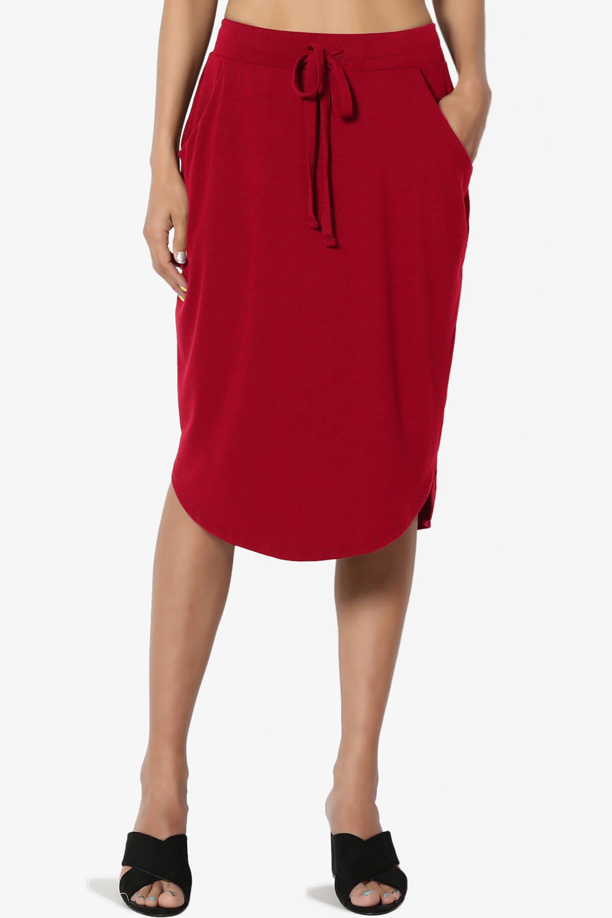 Eclipse Drawstring Midi Skirt DARK RED_1