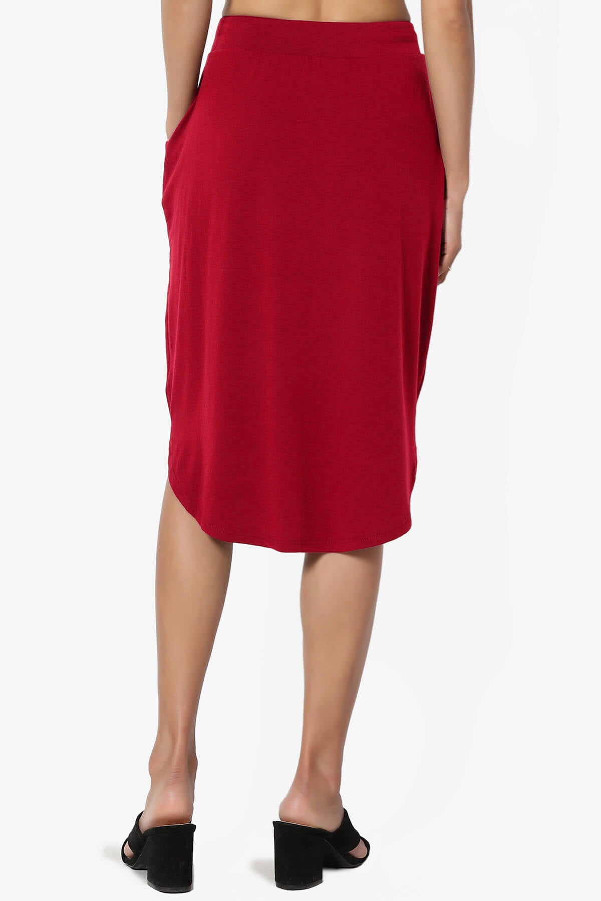 Eclipse Drawstring Midi Skirt DARK RED_2