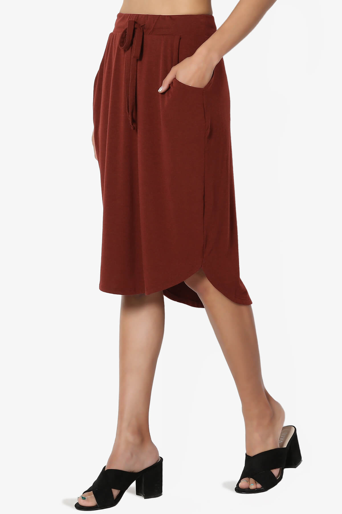 Eclipse Drawstring Midi Skirt DARK RUST_3