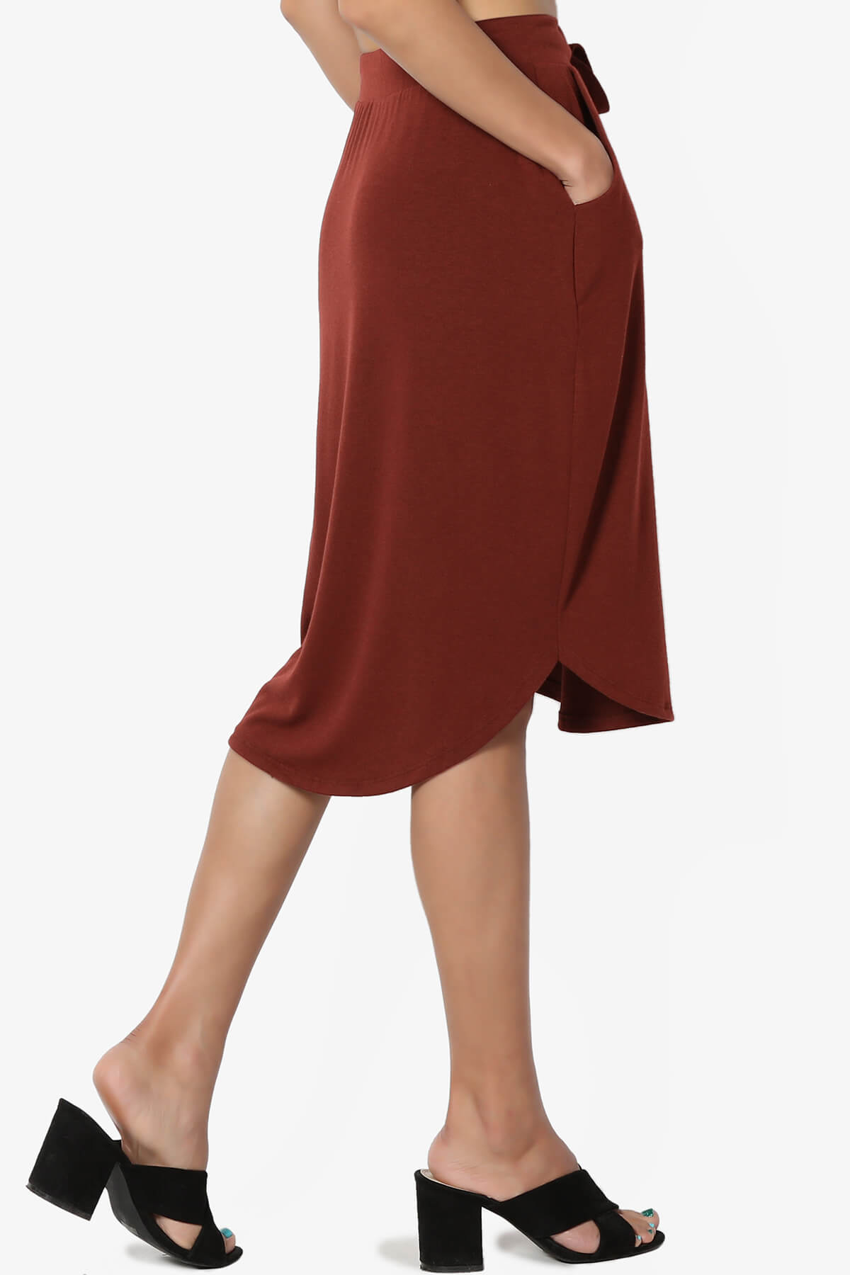 Eclipse Drawstring Midi Skirt DARK RUST_4