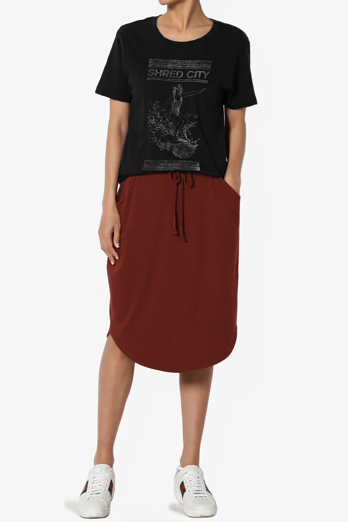 Eclipse Drawstring Midi Skirt DARK RUST_6