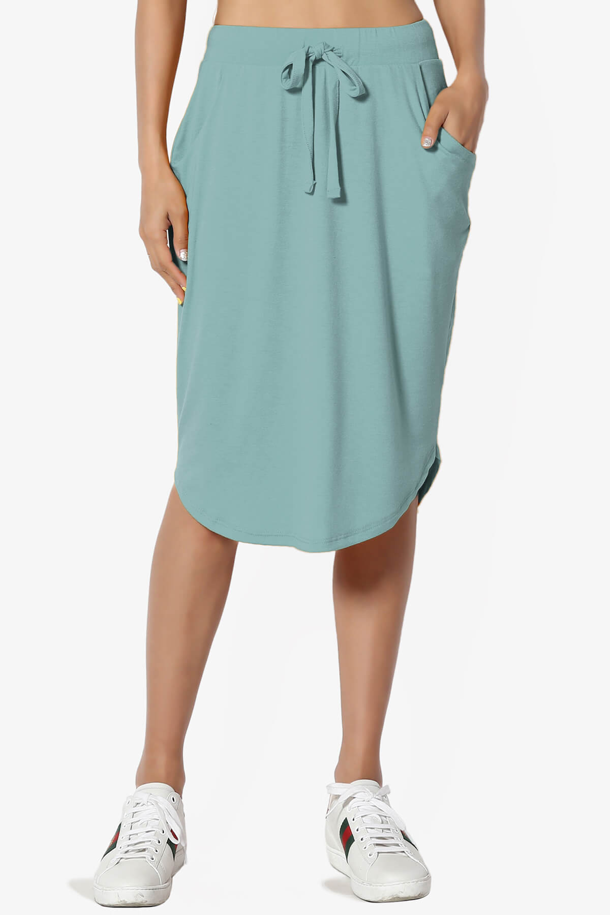 Eclipse Drawstring Midi Skirt DUSTY BLUE_1