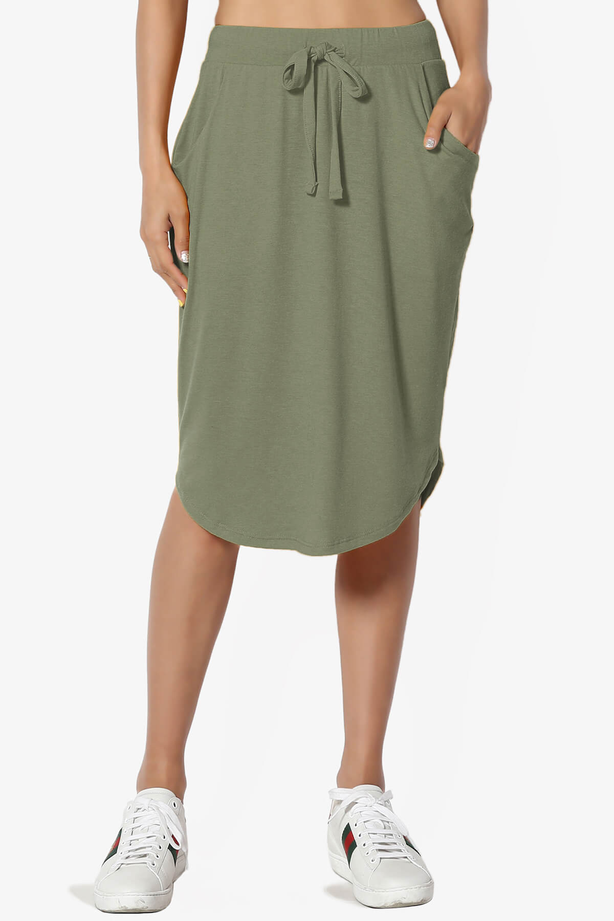 Eclipse Drawstring Midi Skirt DUSTY OLIVE_1
