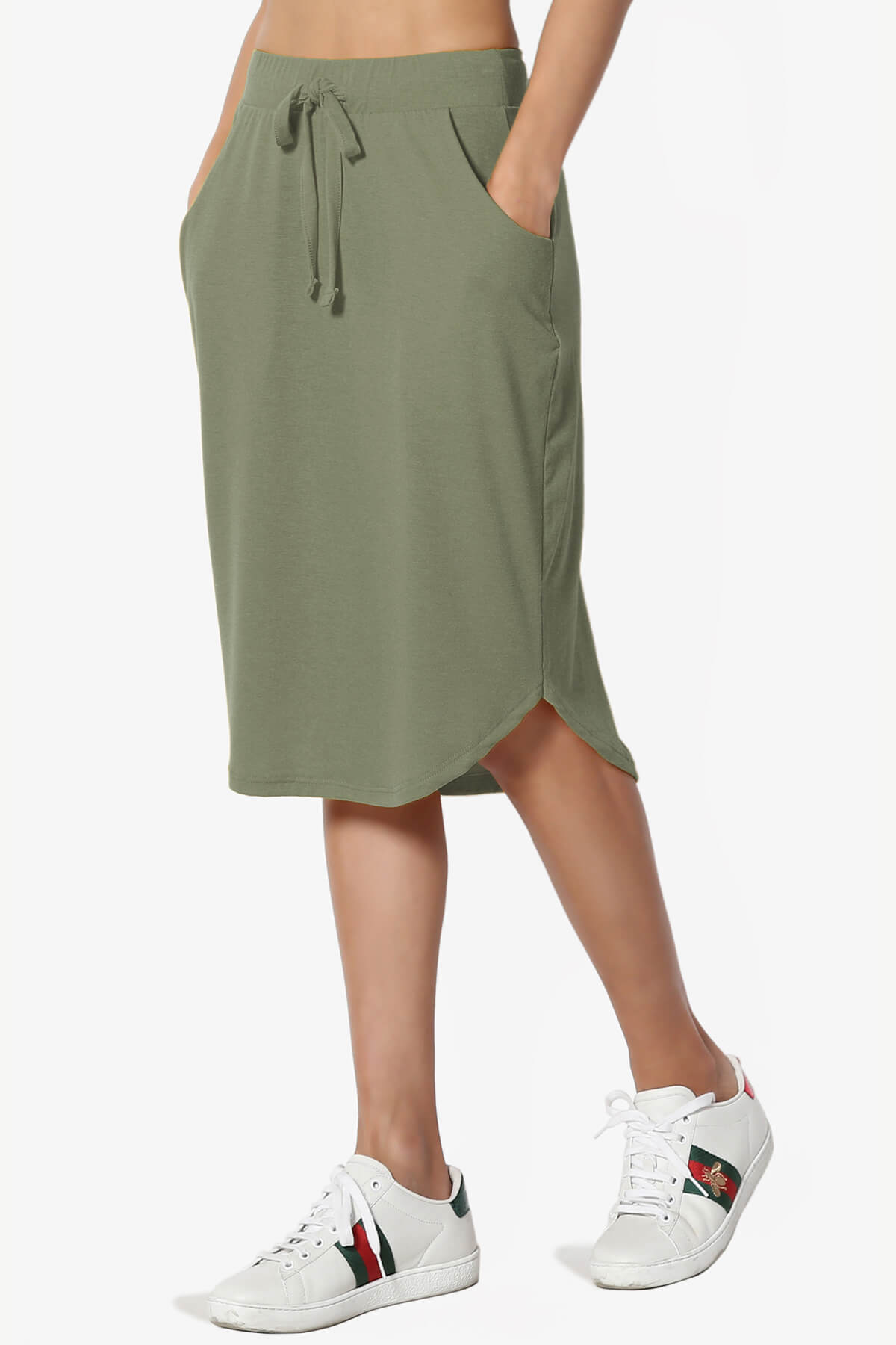 Eclipse Drawstring Midi Skirt DUSTY OLIVE_3