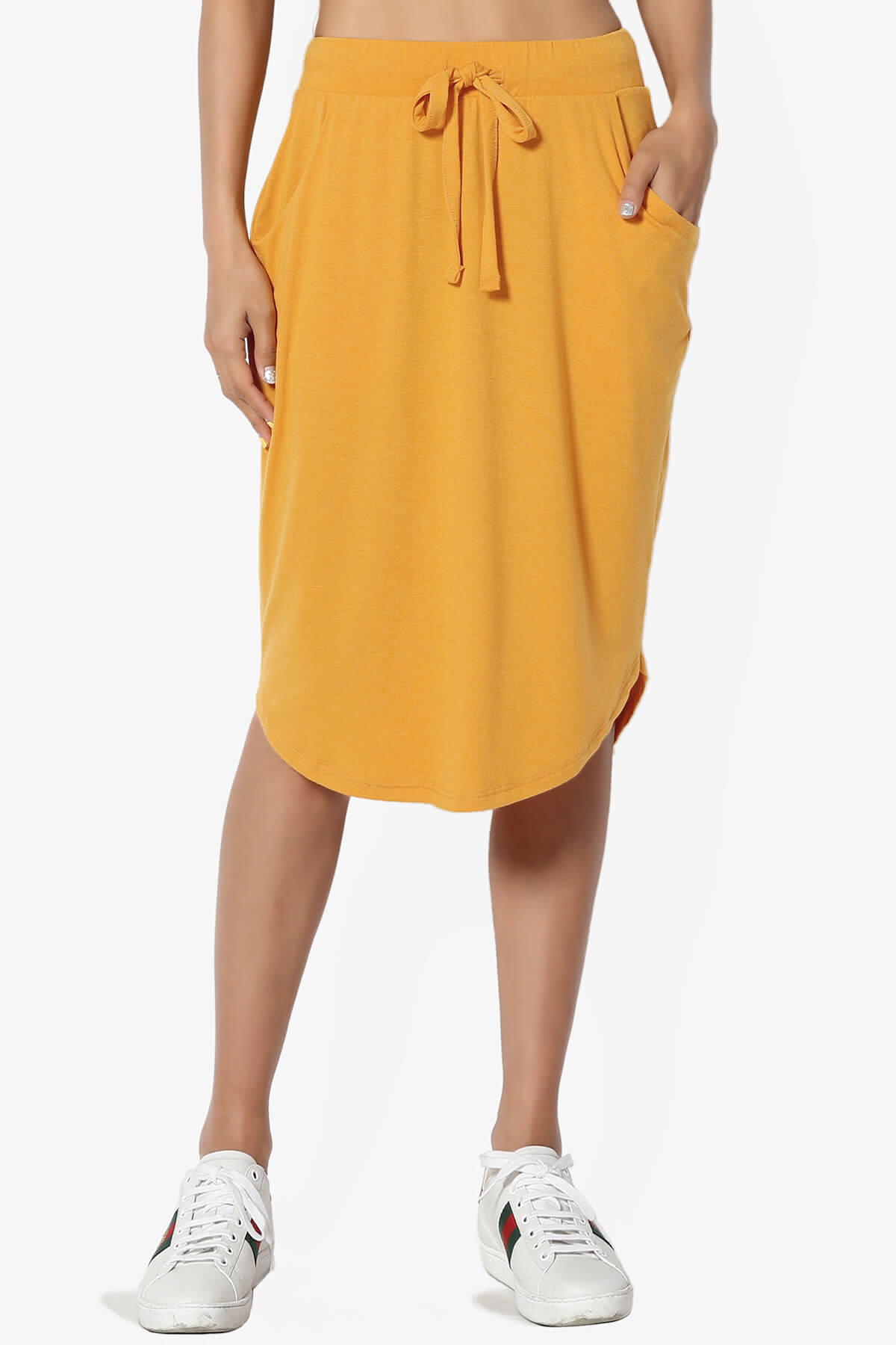 Eclipse Drawstring Midi Skirt GOLDEN MUSTARD_1