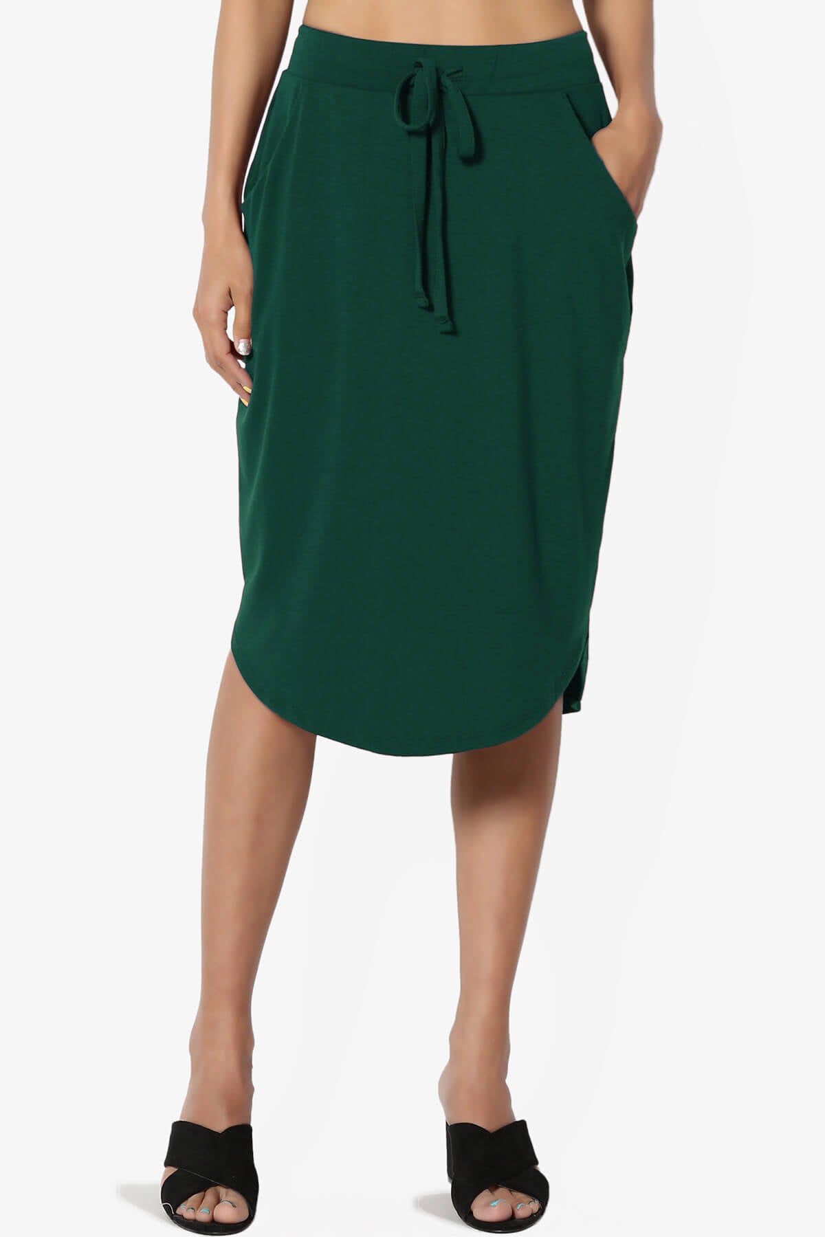 Eclipse Drawstring Midi Skirt HUNTER GREEN_1
