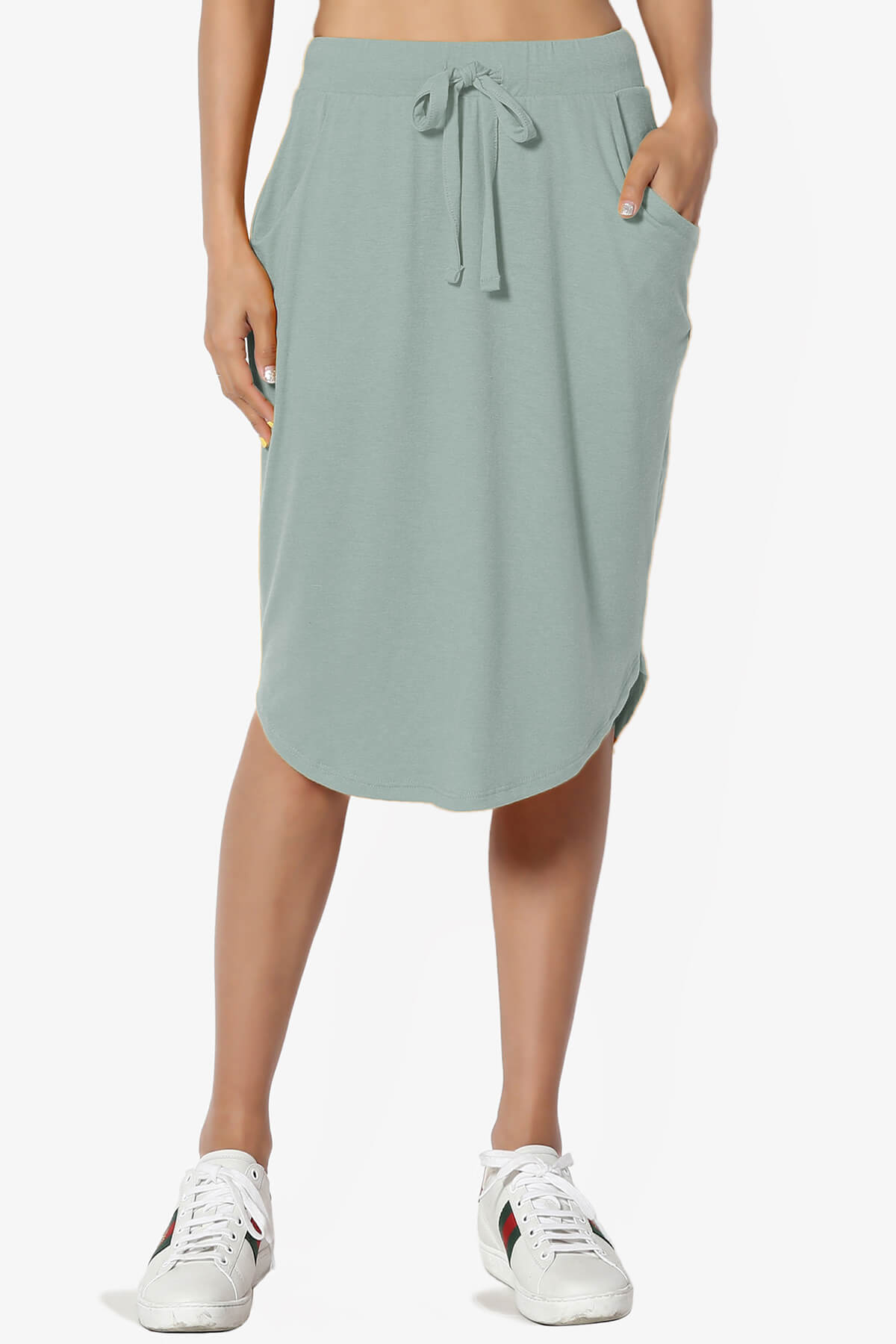 Eclipse Drawstring Midi Skirt LIGHT GREEN_1