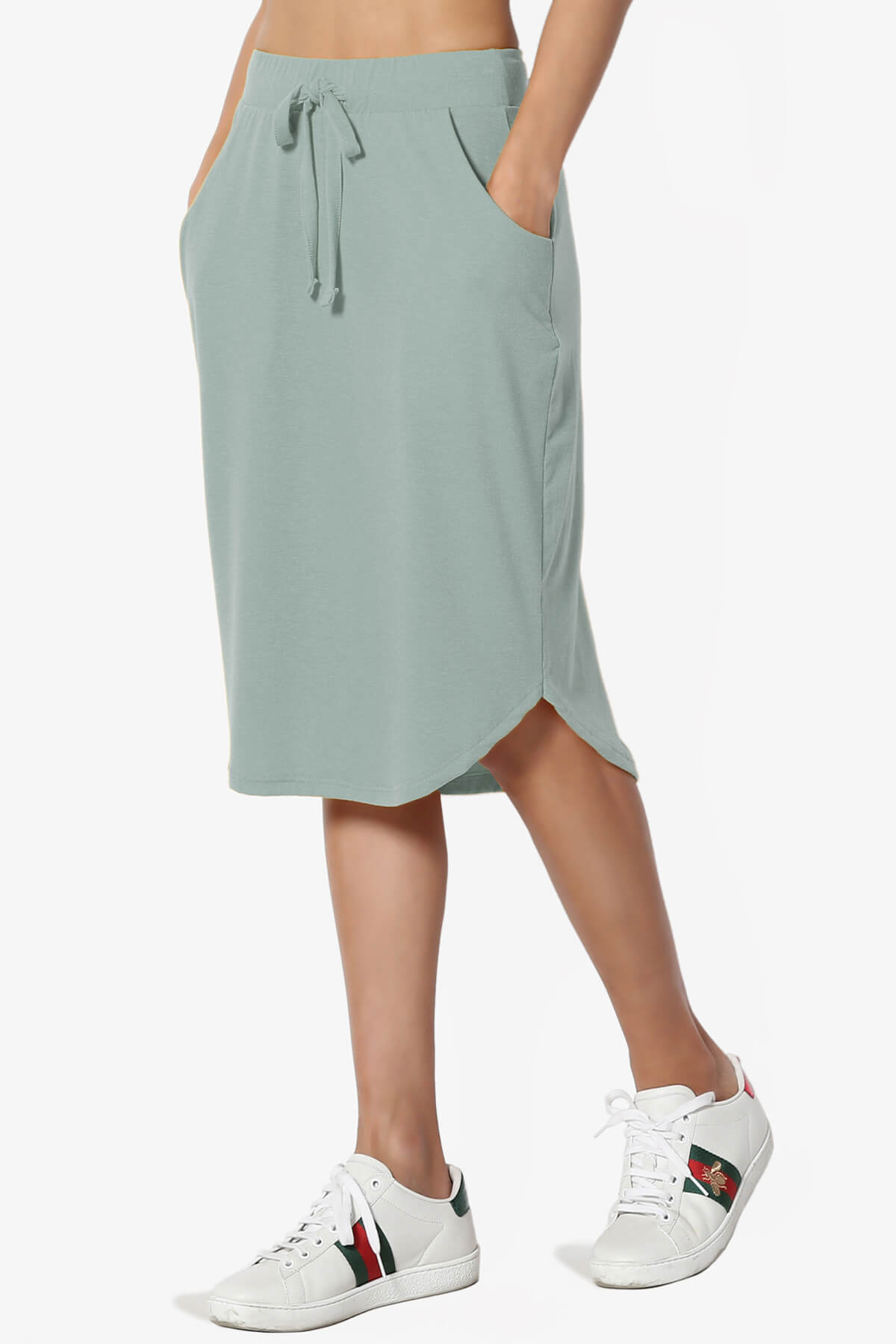 Eclipse Drawstring Midi Skirt LIGHT GREEN_3