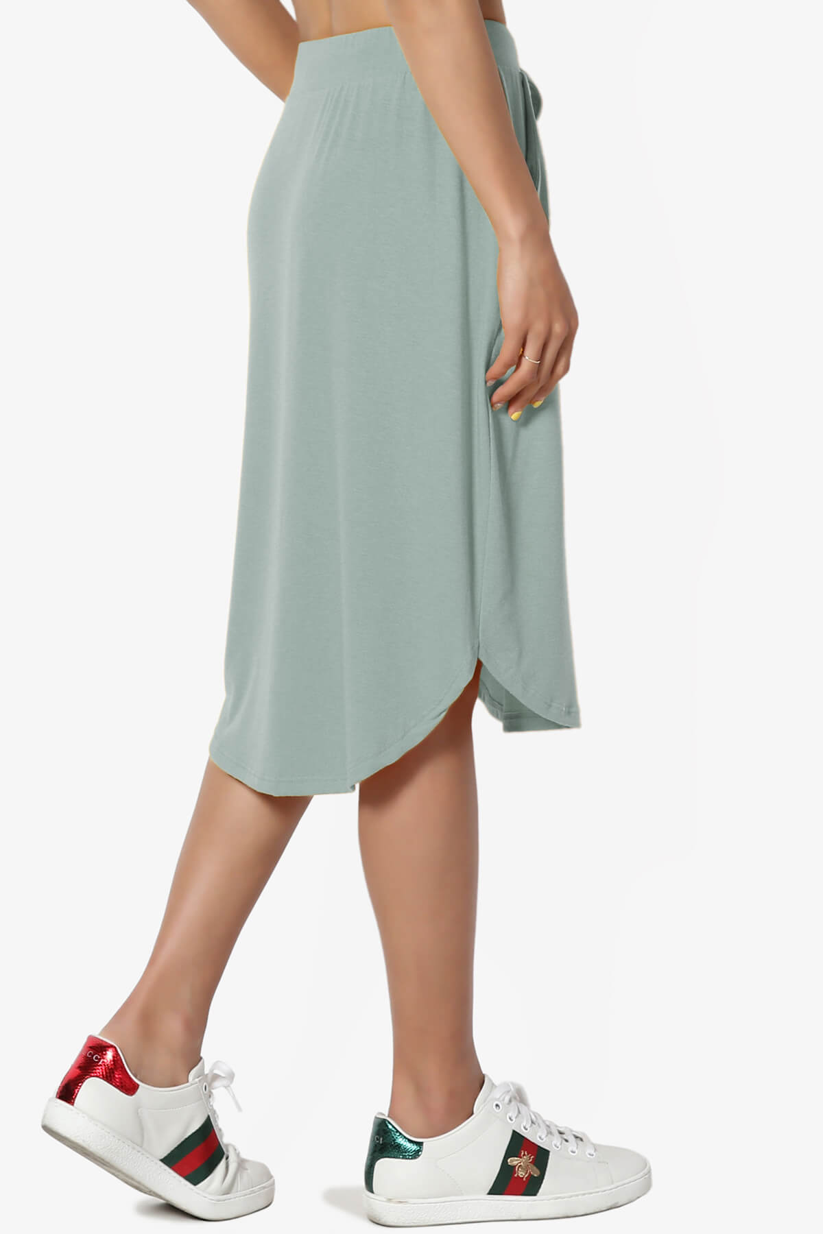 Eclipse Drawstring Midi Skirt LIGHT GREEN_4