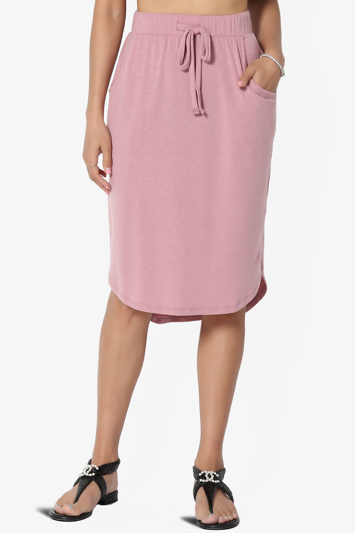 Eclipse Drawstring Midi Skirt LIGHT ROSE_1