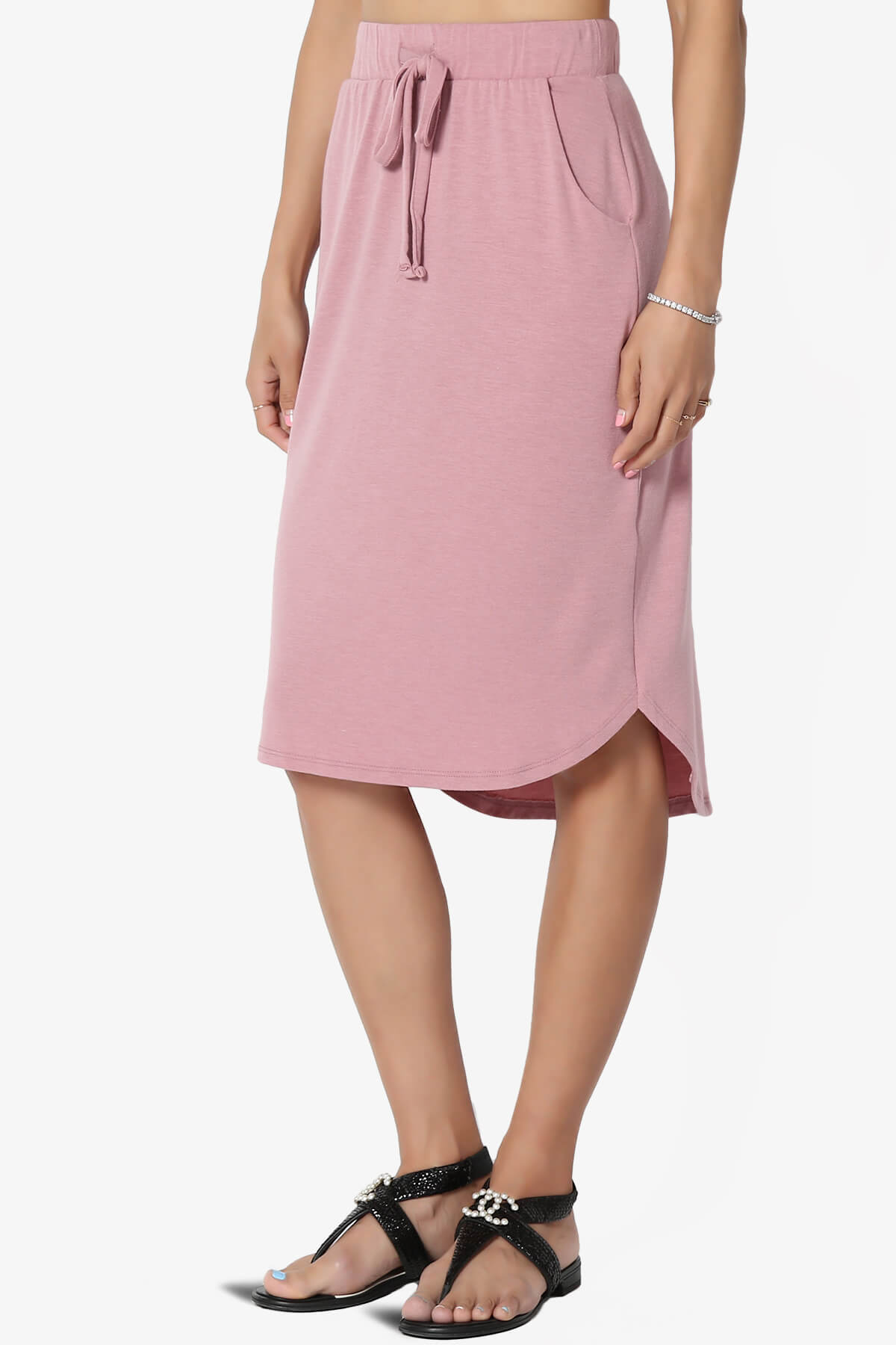 Eclipse Drawstring Midi Skirt LIGHT ROSE_3