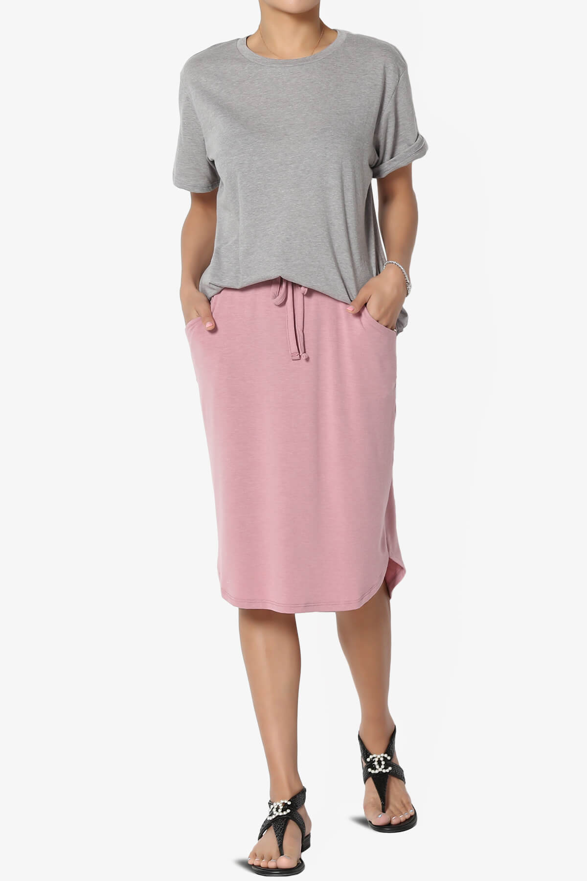 Eclipse Drawstring Midi Skirt LIGHT ROSE_6