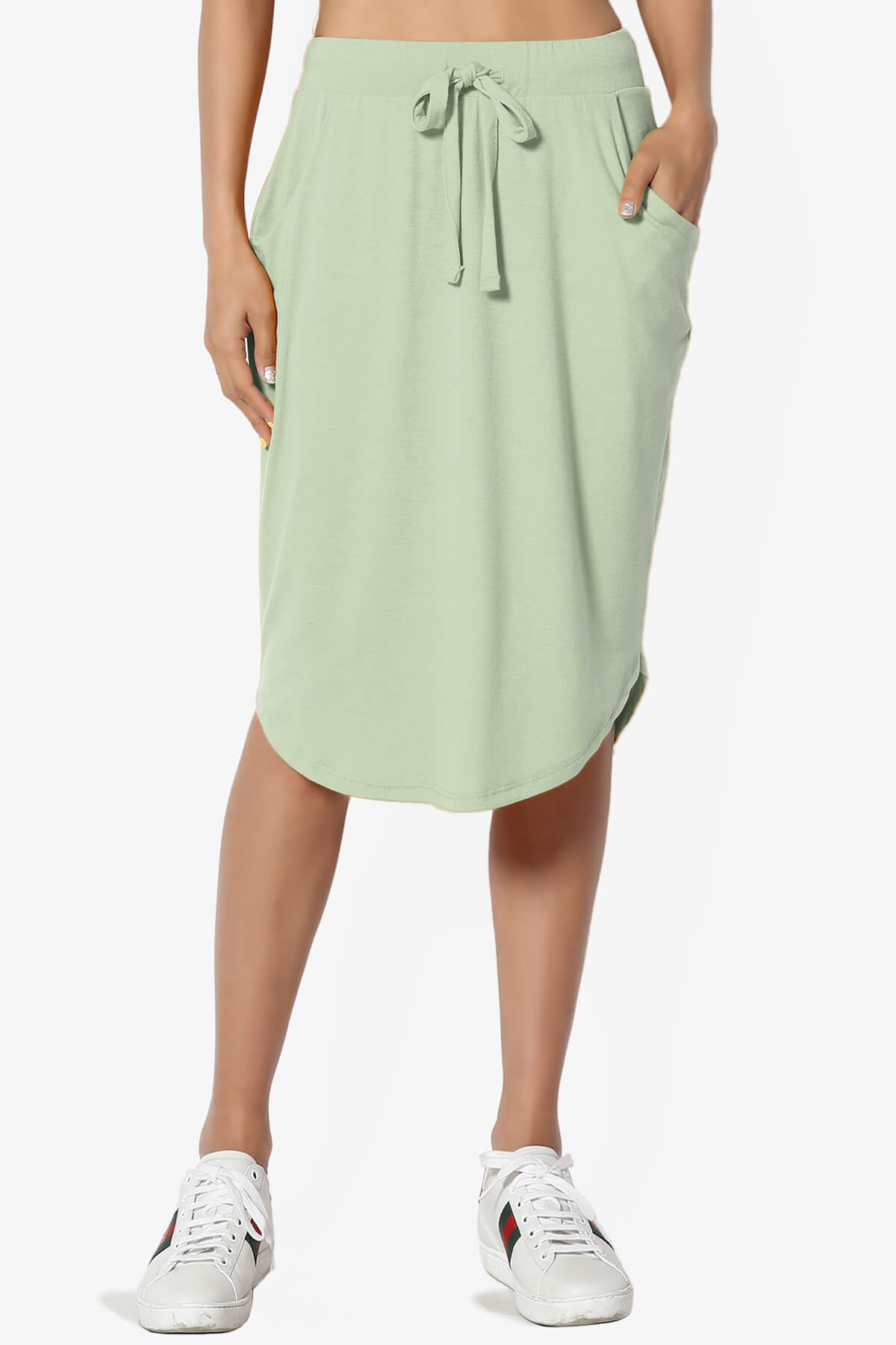 Eclipse Drawstring Midi Skirt LIGHT SAGE_1