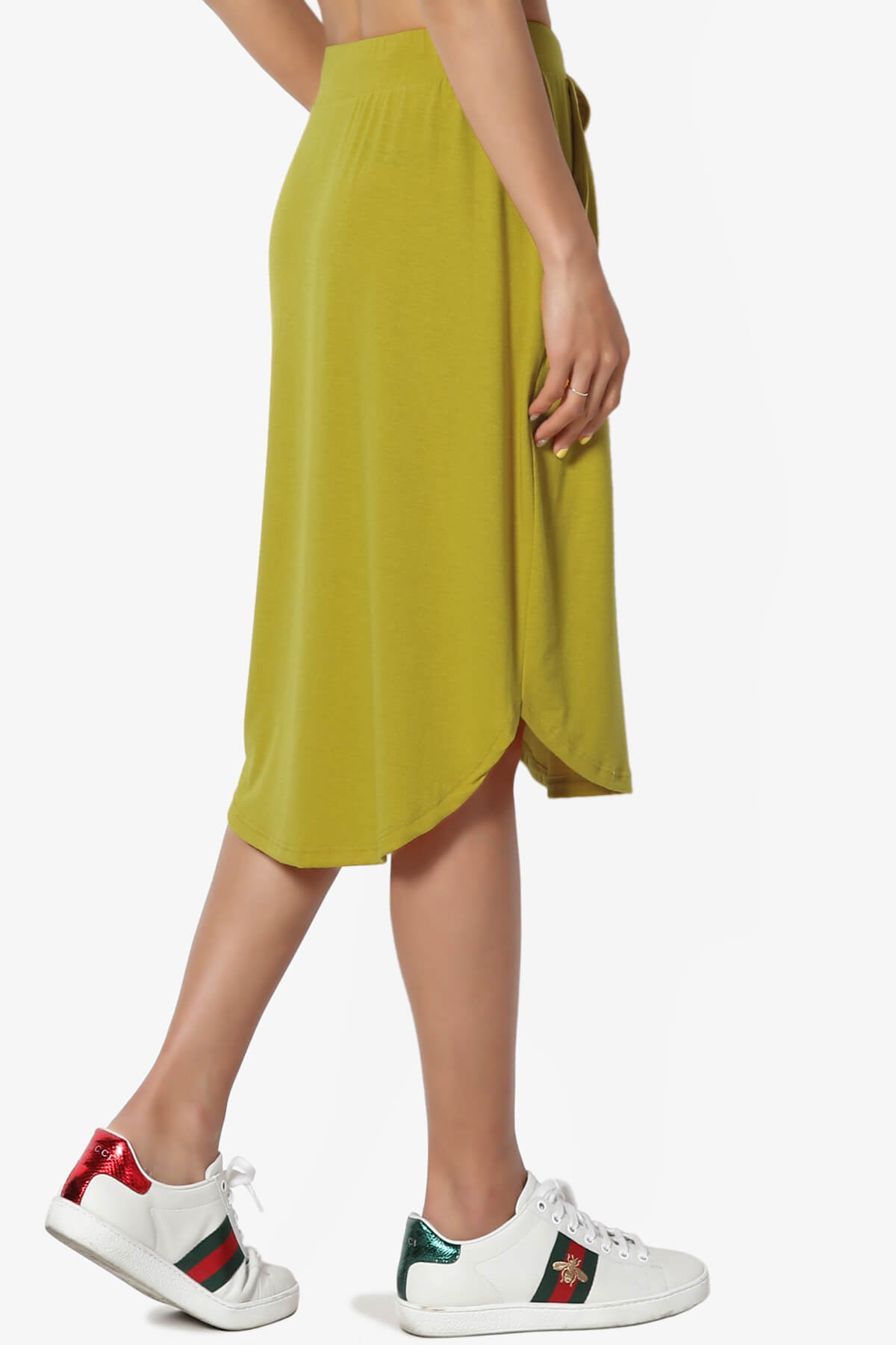Eclipse Drawstring Midi Skirt OLIVE MUSTARD_4