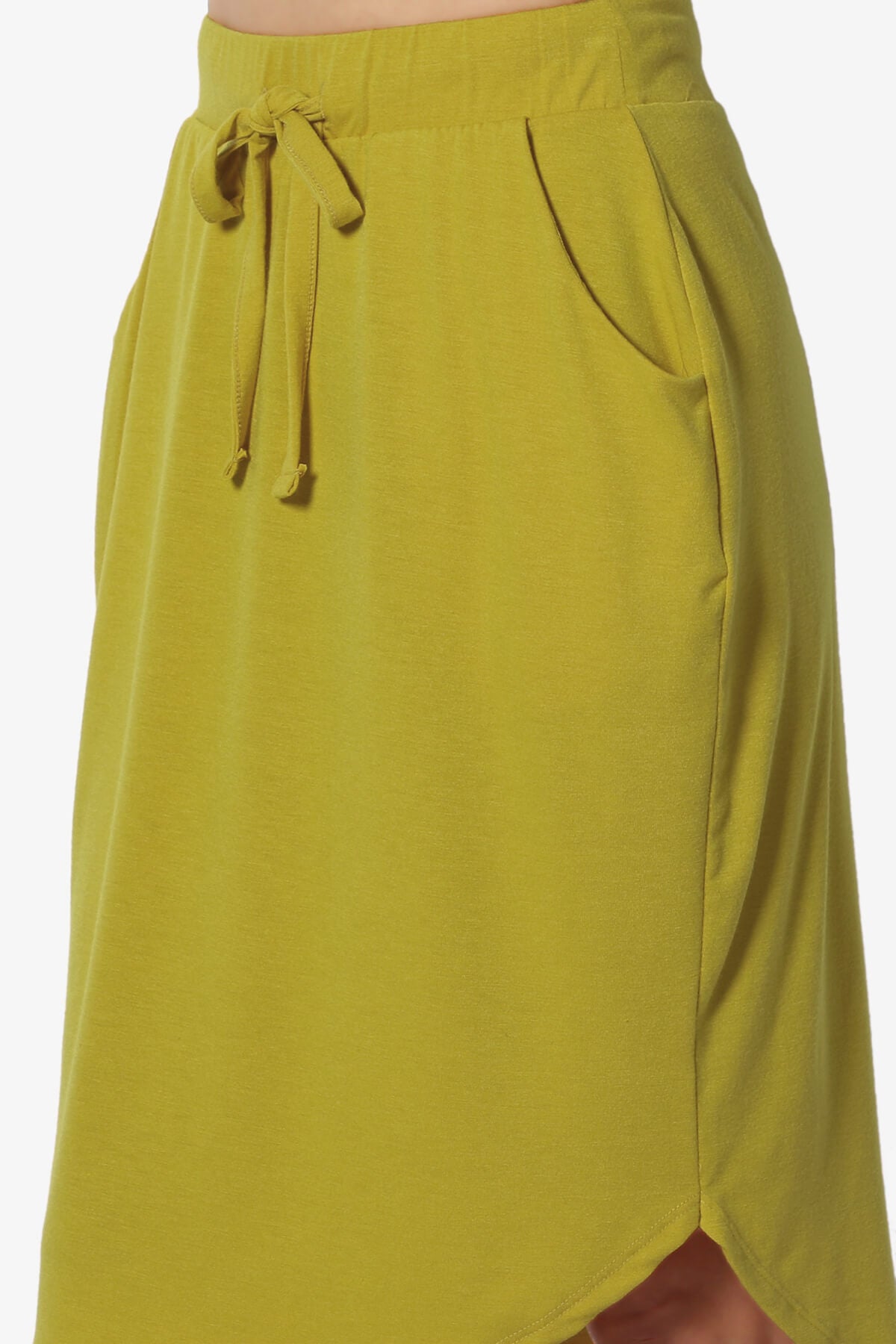 Eclipse Drawstring Midi Skirt OLIVE MUSTARD_5