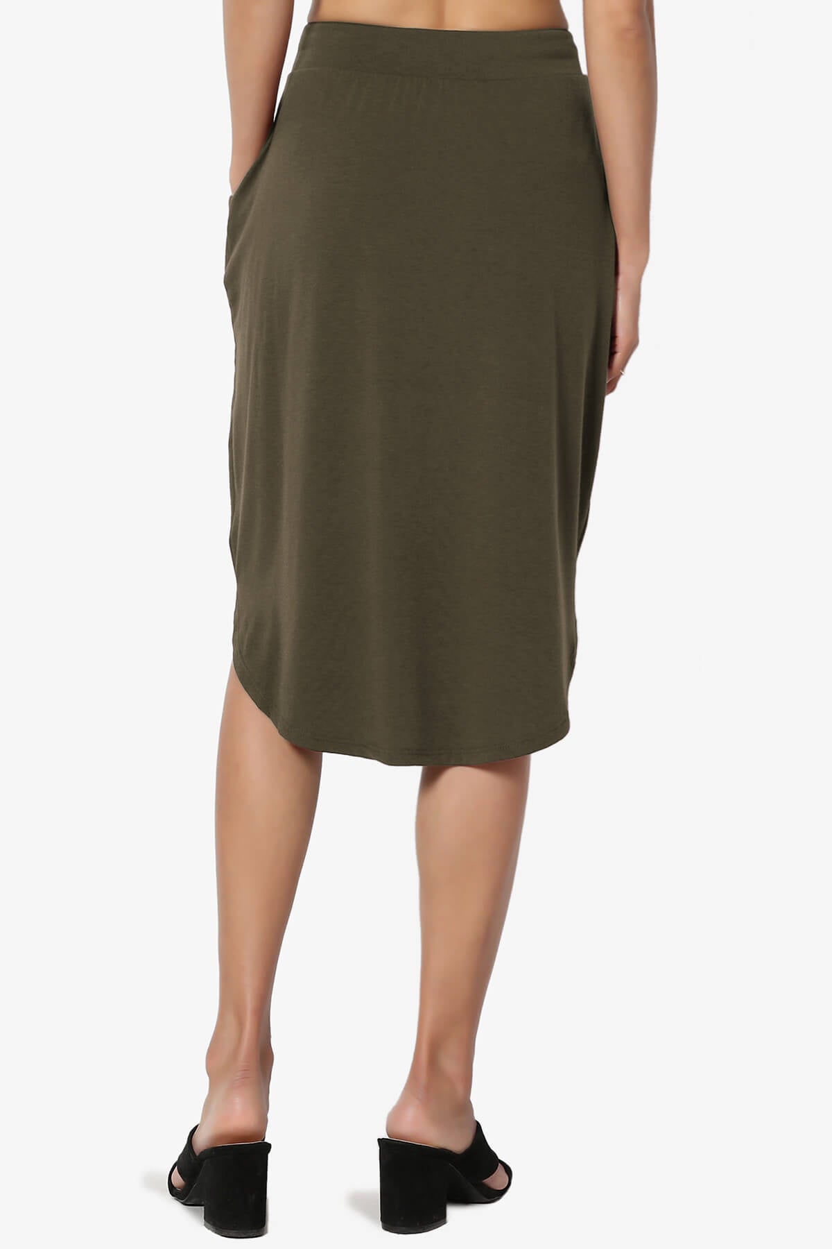 Eclipse Drawstring Midi Skirt OLIVE_2