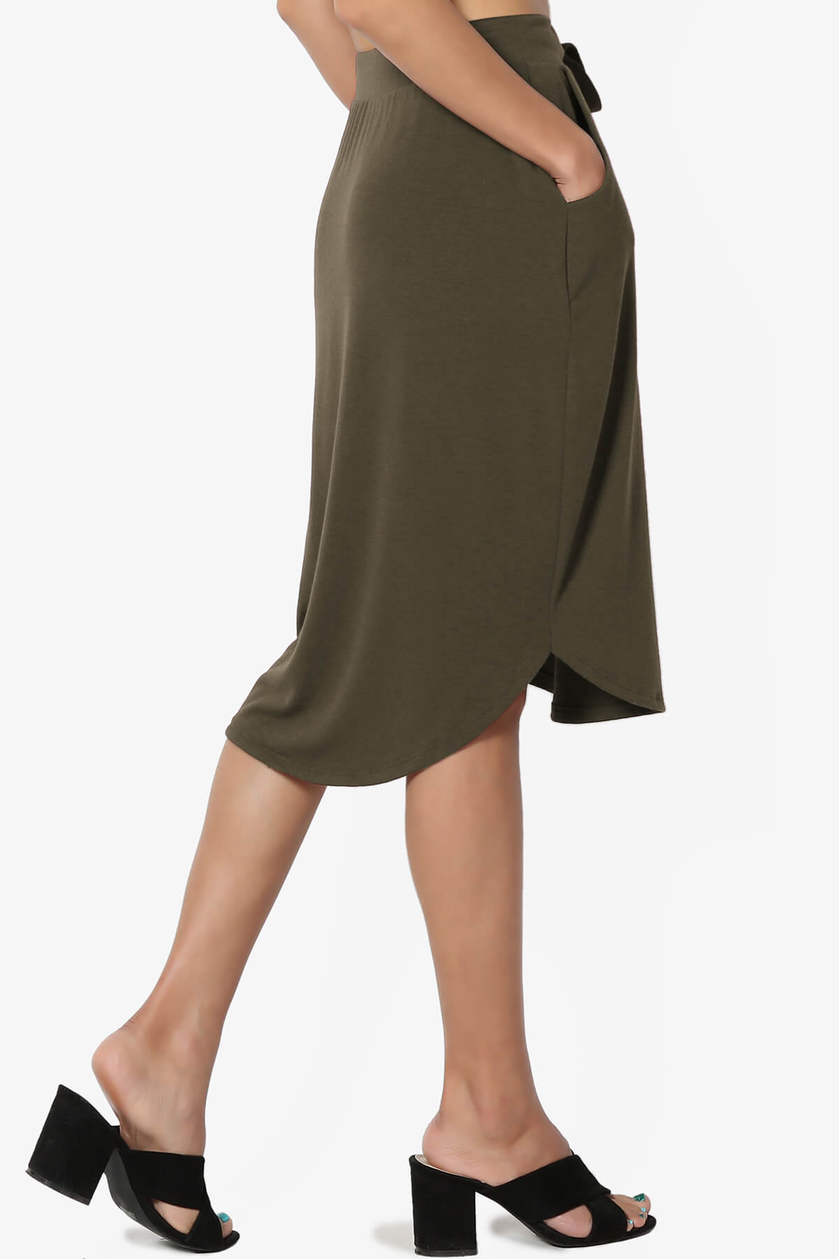 Eclipse Drawstring Midi Skirt OLIVE_4