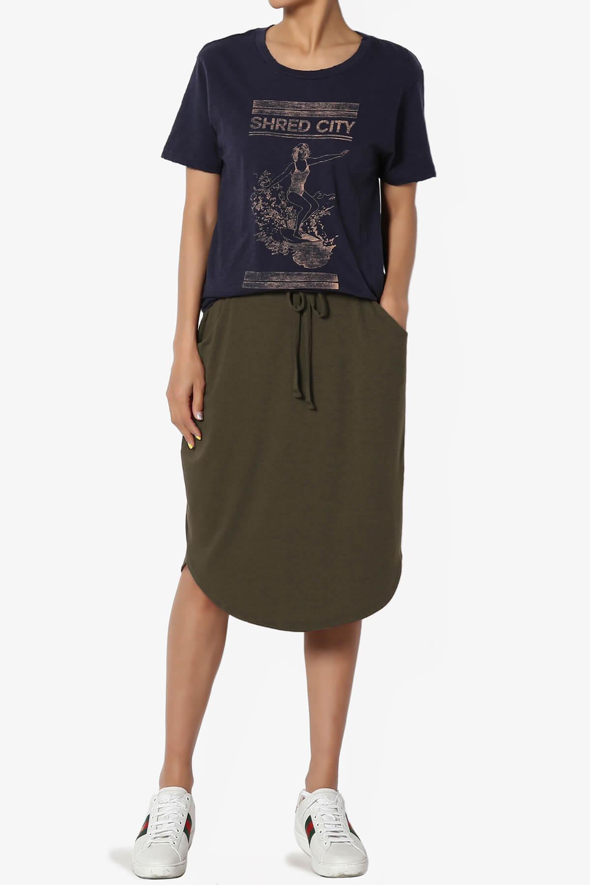 Eclipse Drawstring Midi Skirt OLIVE_6