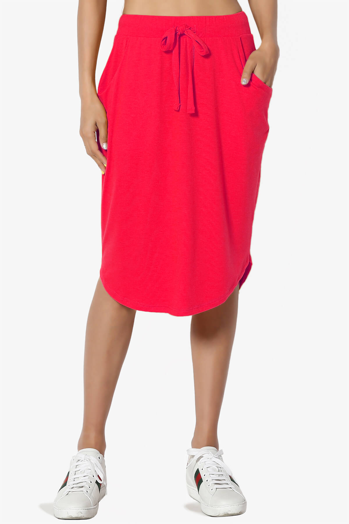 Eclipse Drawstring Midi Skirt RED_3