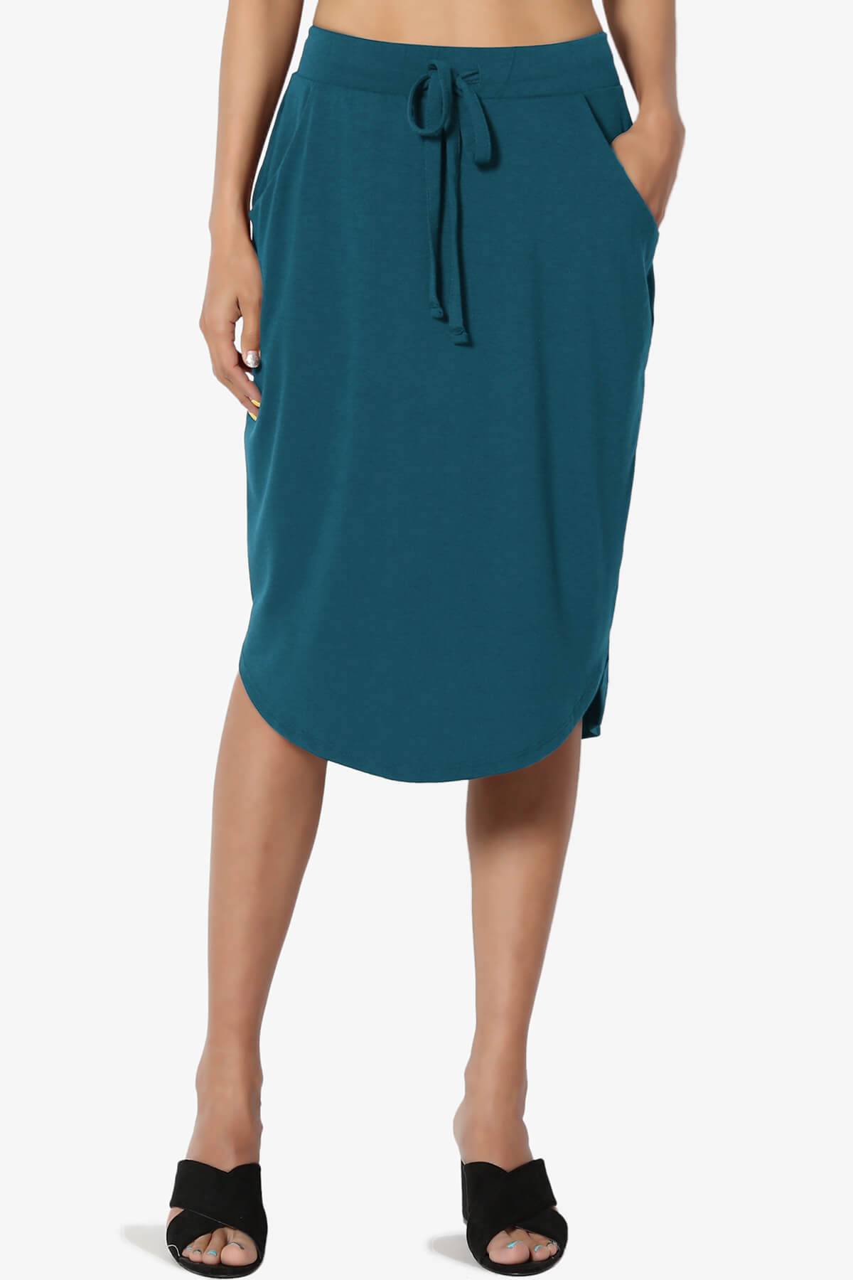 Eclipse Drawstring Midi Skirt TEAL_1