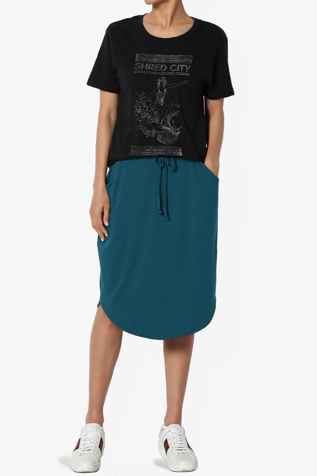 Eclipse Drawstring Midi Skirt TEAL_6