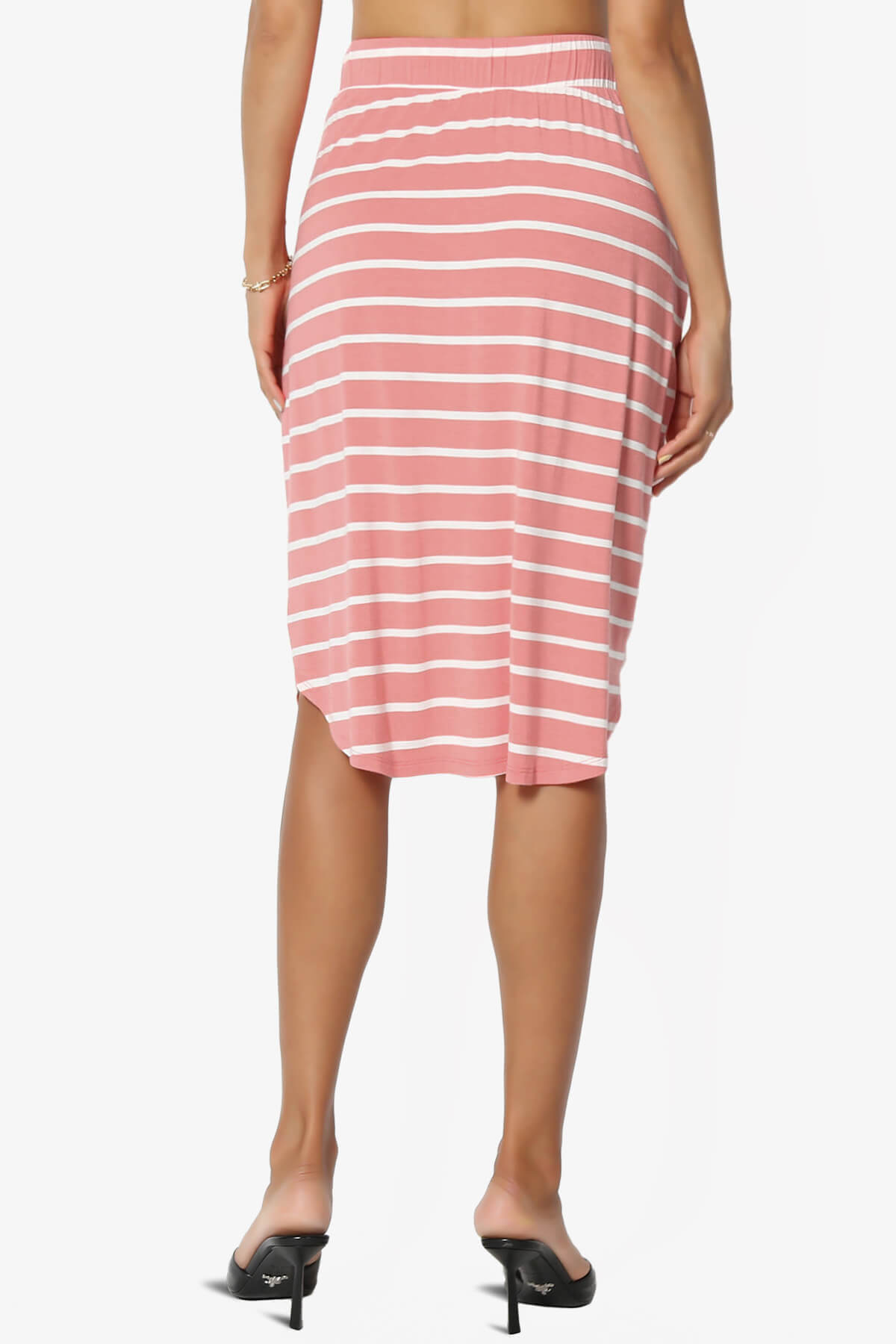Eclipse Stripe Drawstring Midi Skirt ASH ROSE_2