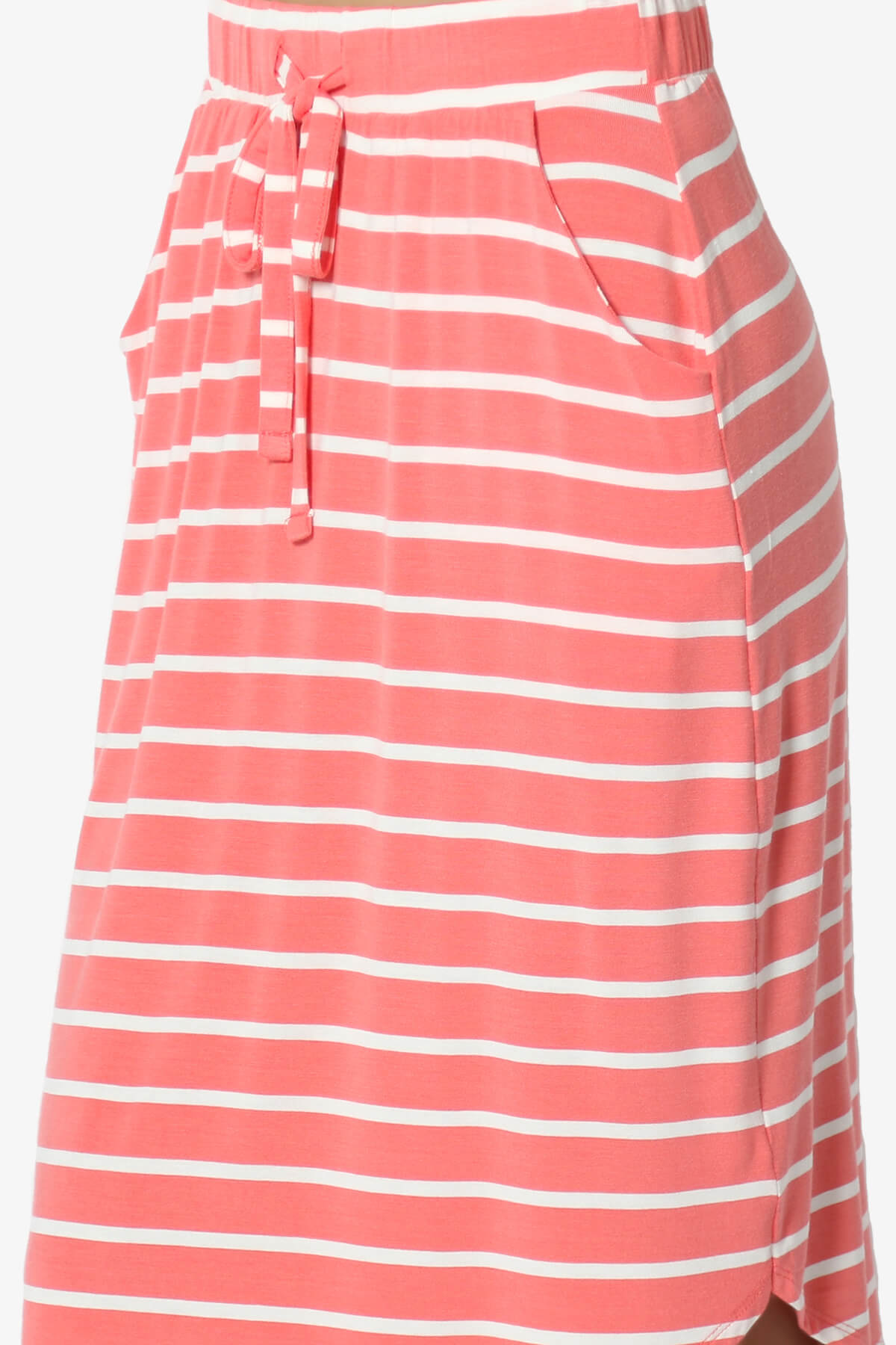 Eclipse Stripe Drawstring Midi Skirt CORAL_5
