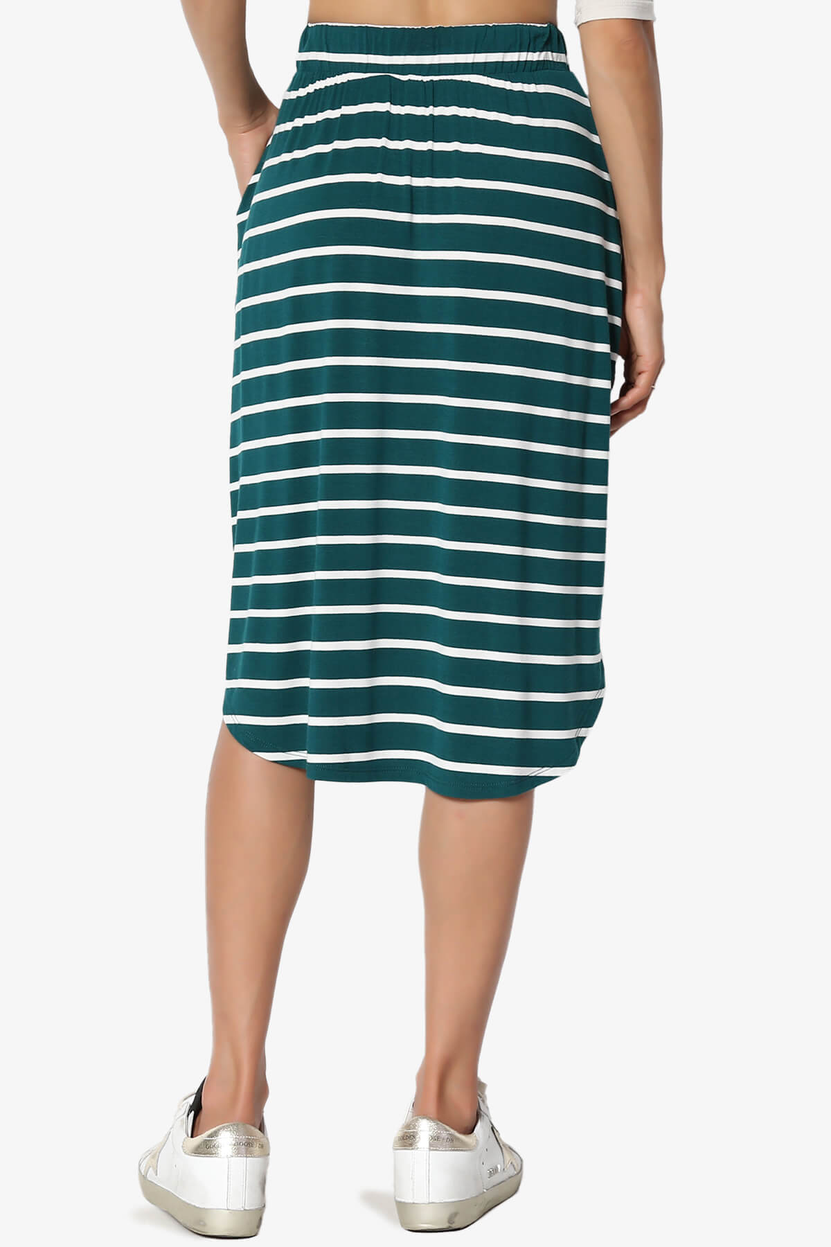 Eclipse Stripe Drawstring Midi Skirt DEEP GREEN_2