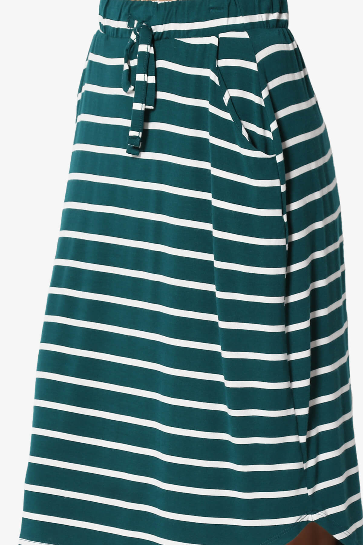Eclipse Stripe Drawstring Midi Skirt DEEP GREEN_5
