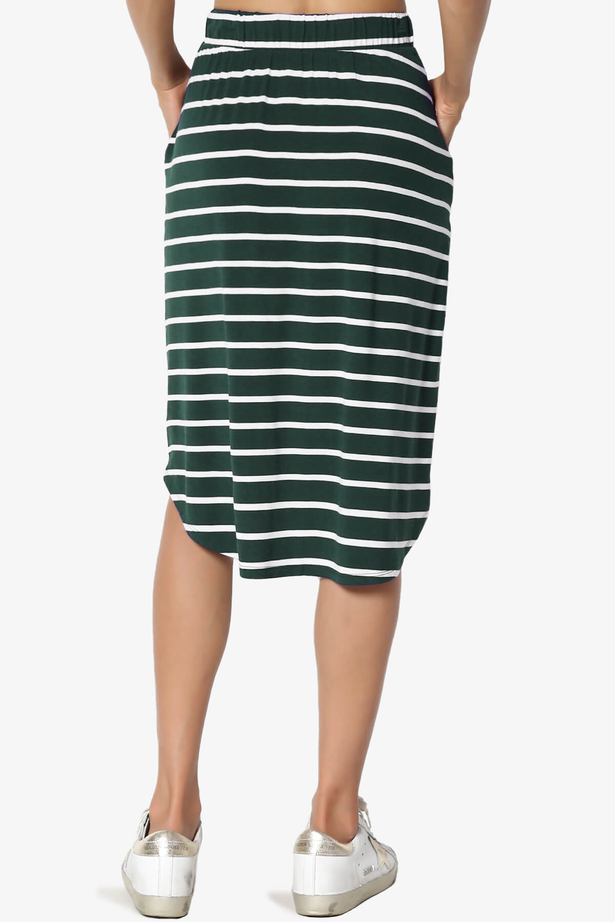 Eclipse Stripe Drawstring Midi Skirt HUNTER GREEN_2