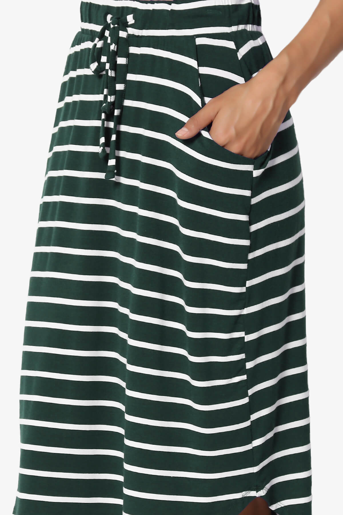 Eclipse Stripe Drawstring Midi Skirt HUNTER GREEN_5