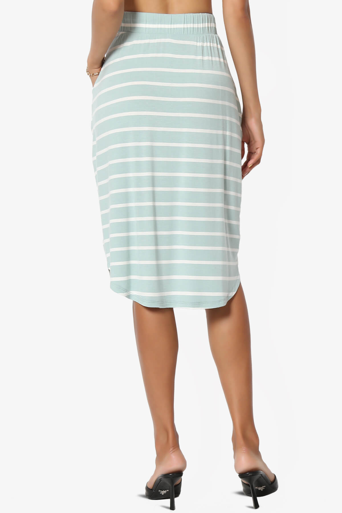 Eclipse Stripe Drawstring Midi Skirt LIGHT GREEN_2