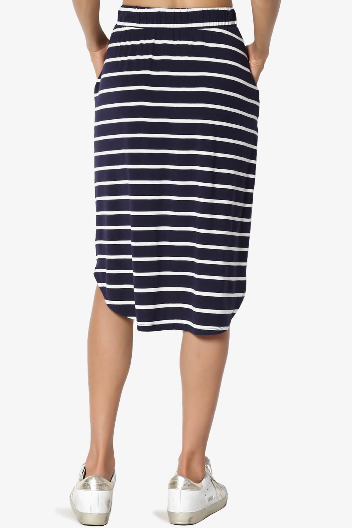 Eclipse Stripe Drawstring Midi Skirt NAVY_2