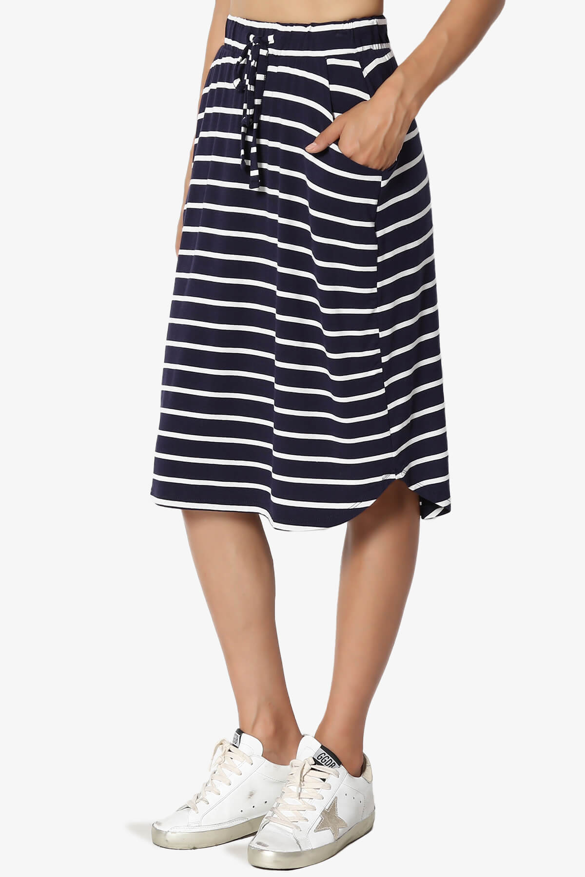 Eclipse Stripe Drawstring Midi Skirt NAVY_3