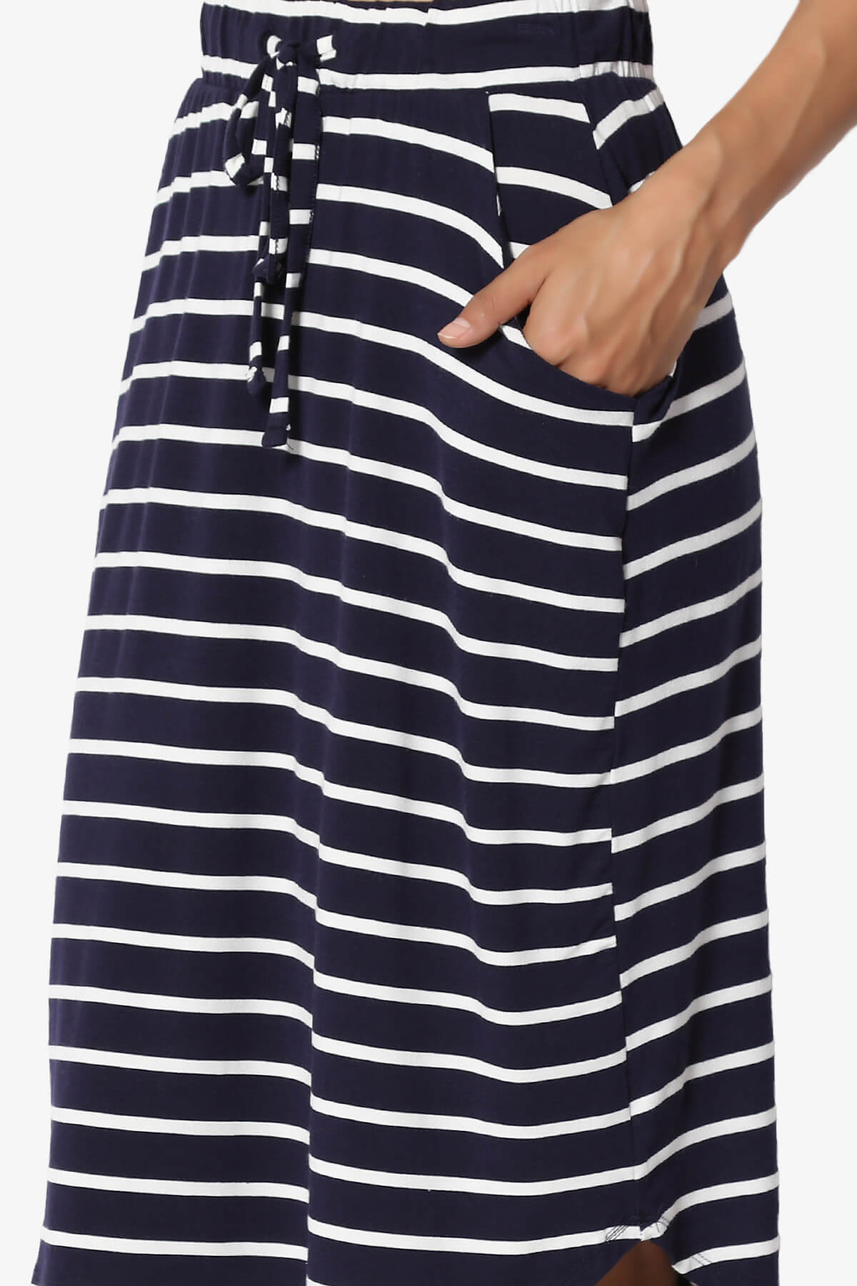 Eclipse Stripe Drawstring Midi Skirt NAVY_5