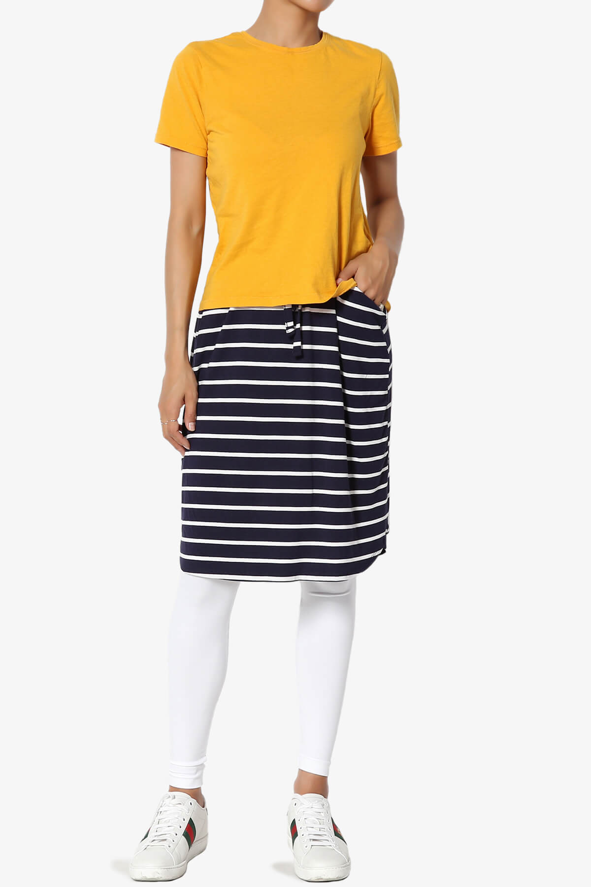 Eclipse Stripe Drawstring Midi Skirt NAVY_6