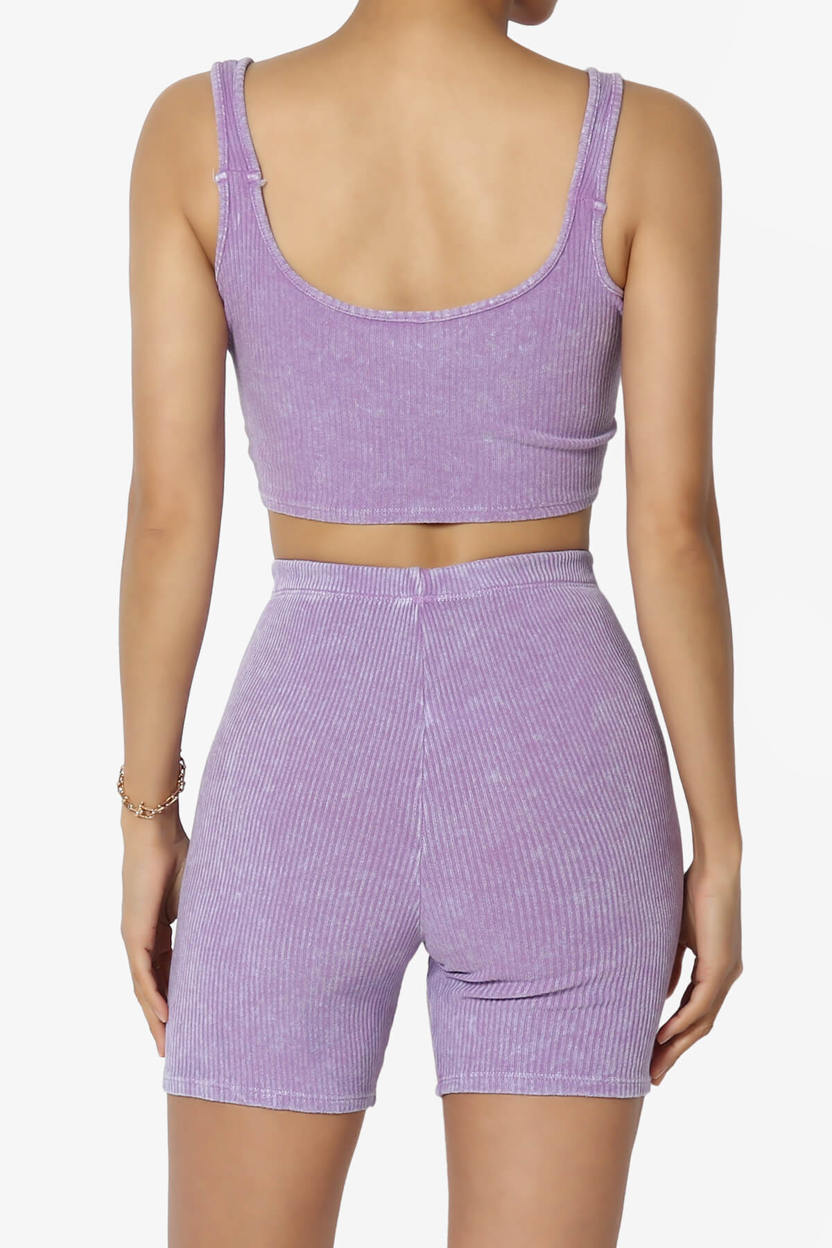 Eleanor Garment Dye Crop Tank Top & Biker Shorts SET LAVENDER_2