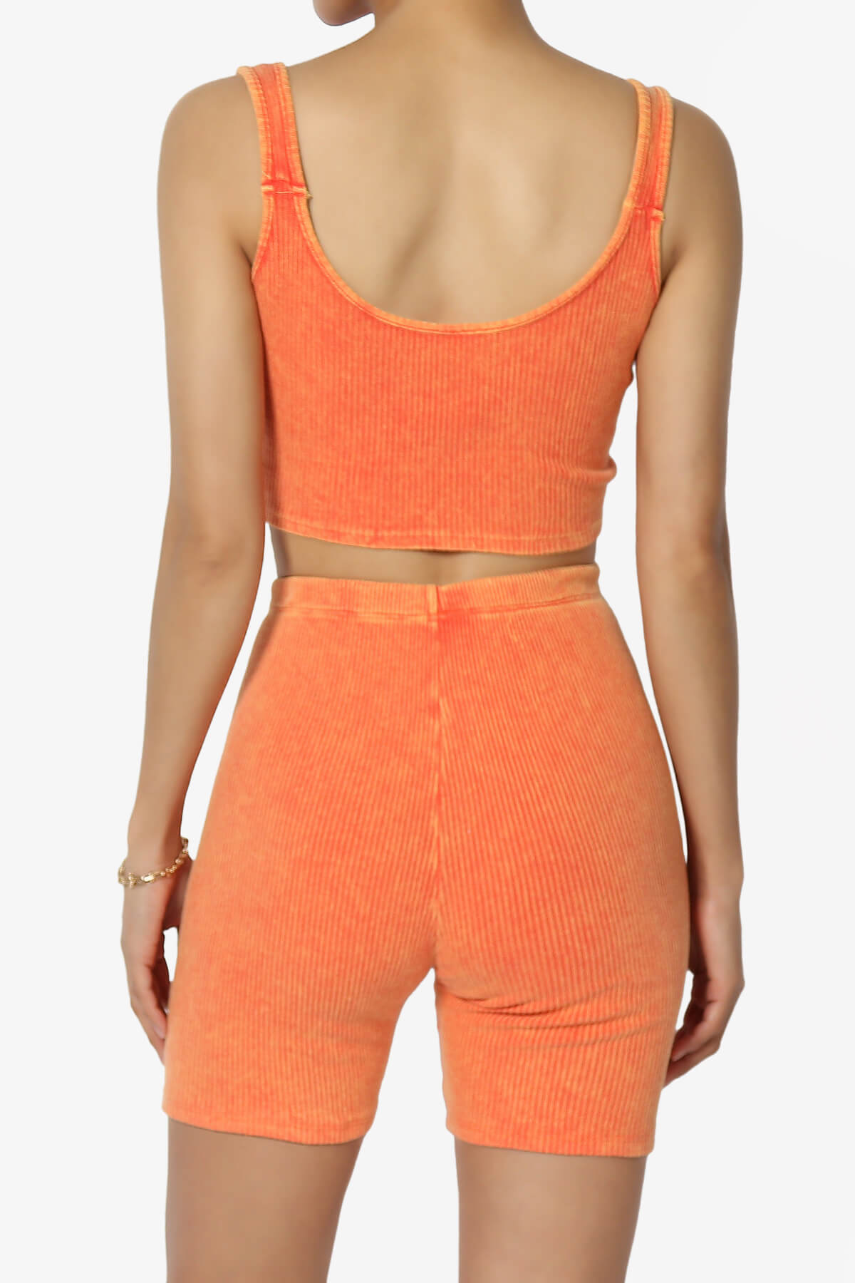 Eleanor Garment Dye Crop Tank Top & Biker Shorts SET ORANGE_2