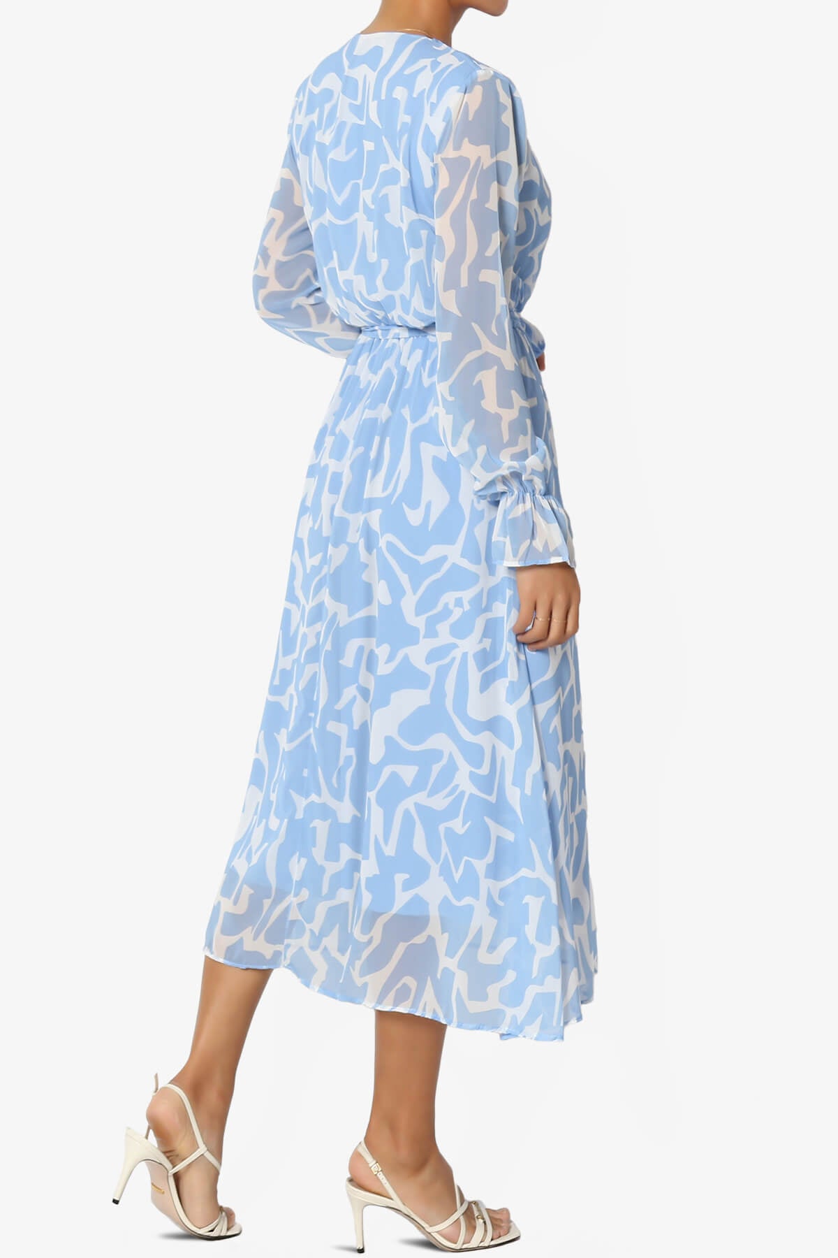 Emery V-Neck Chiffon Flared Midi Dress BLUE_4