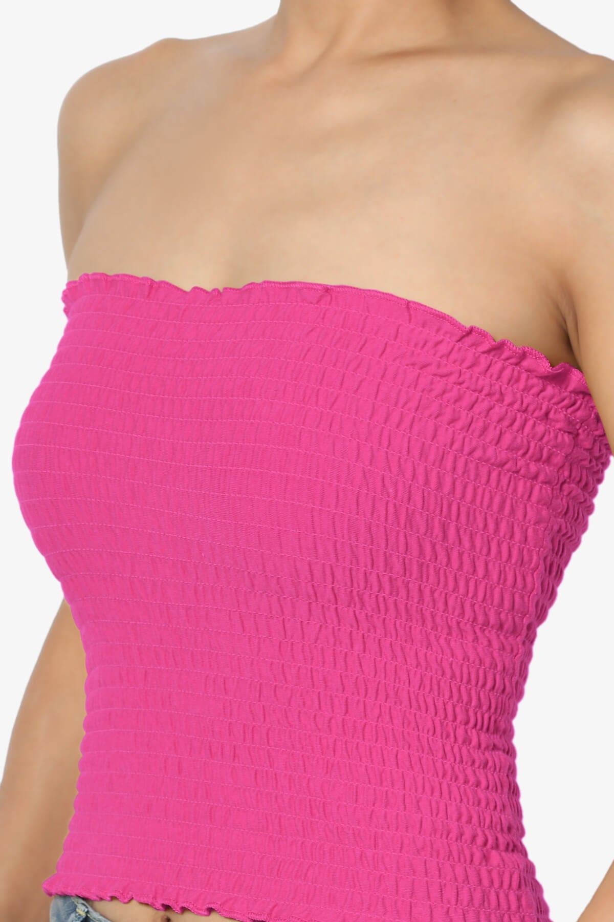 Faleece Smocked Crop Tube Top