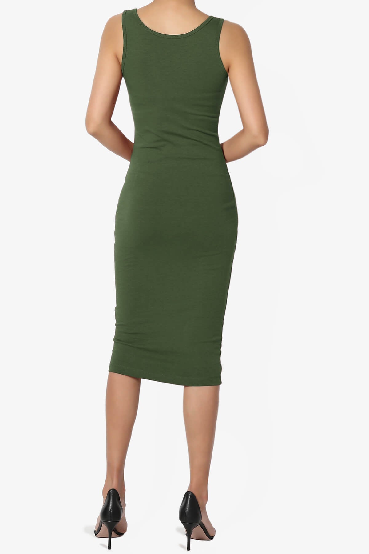 Fontella Sleeveless Bodycon Midi Dress ARMY GREEN_2