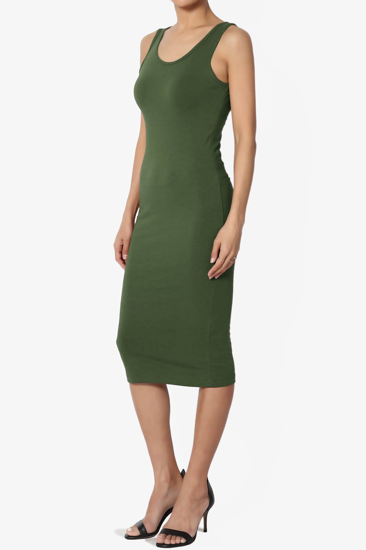 Fontella Sleeveless Bodycon Midi Dress ARMY GREEN_3