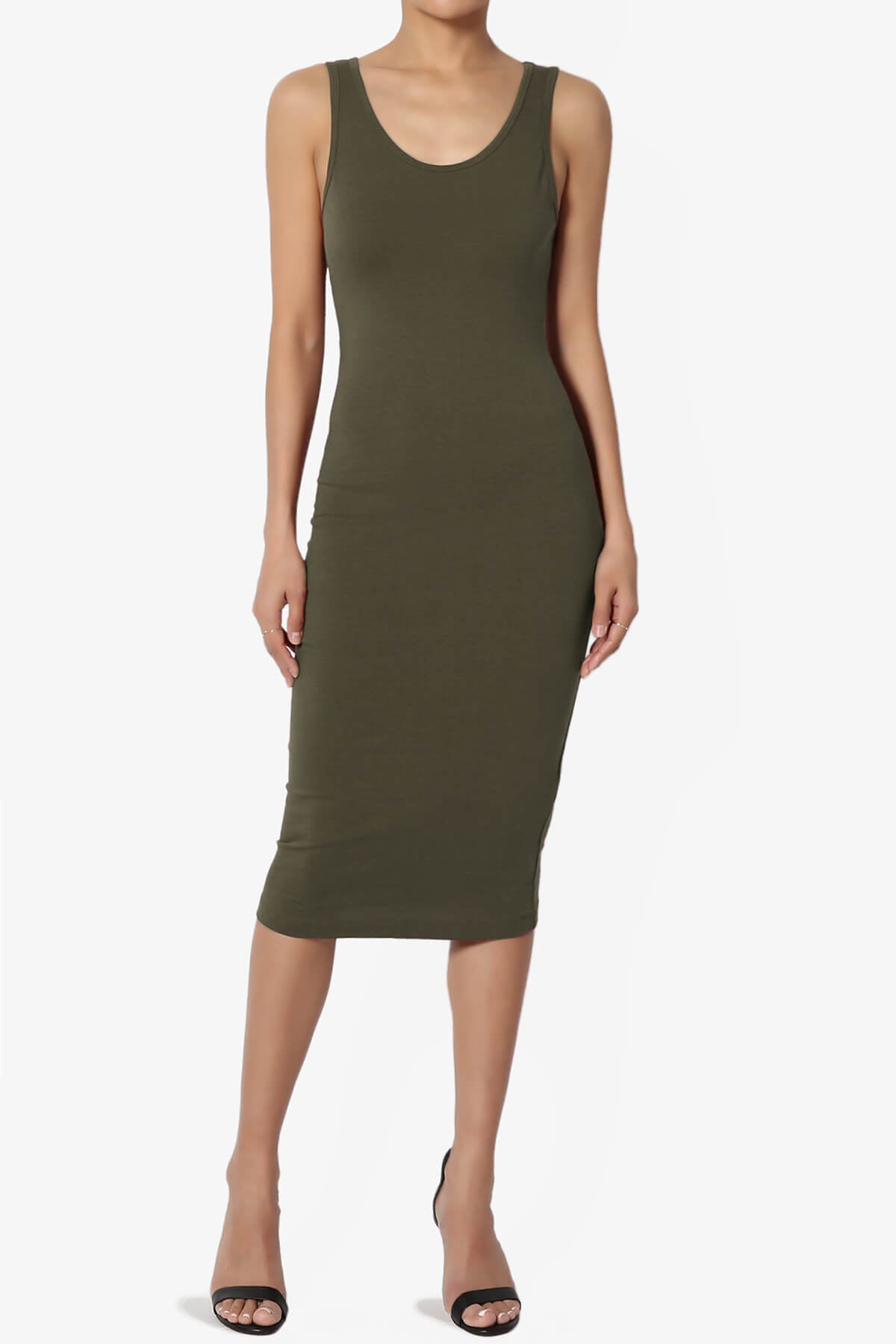 Fontella Sleeveless Bodycon Midi Dress OLIVE_6