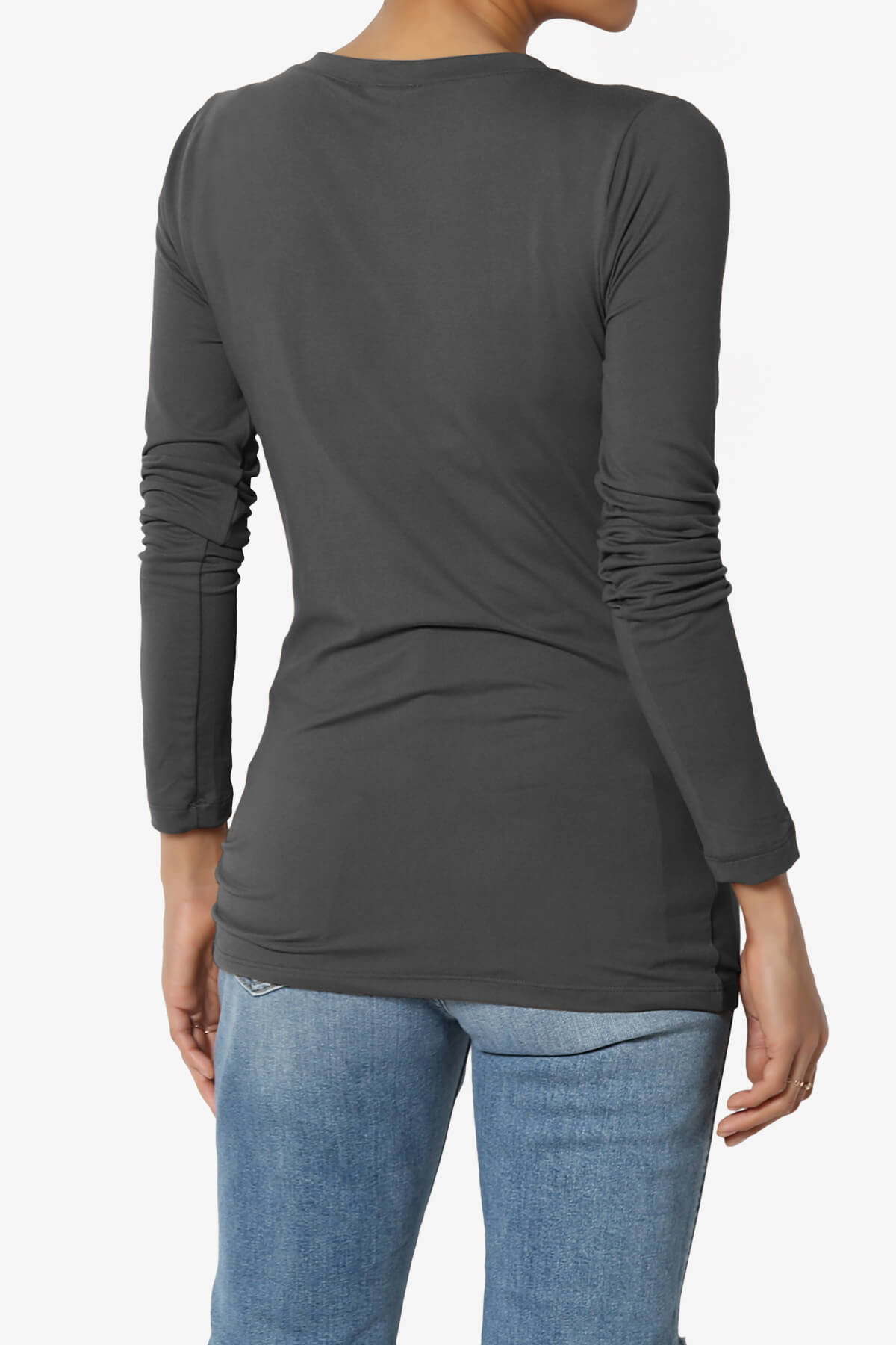 Gaia Microfiber V-Neck Long Sleeve T-Shirt ASH GREY_2